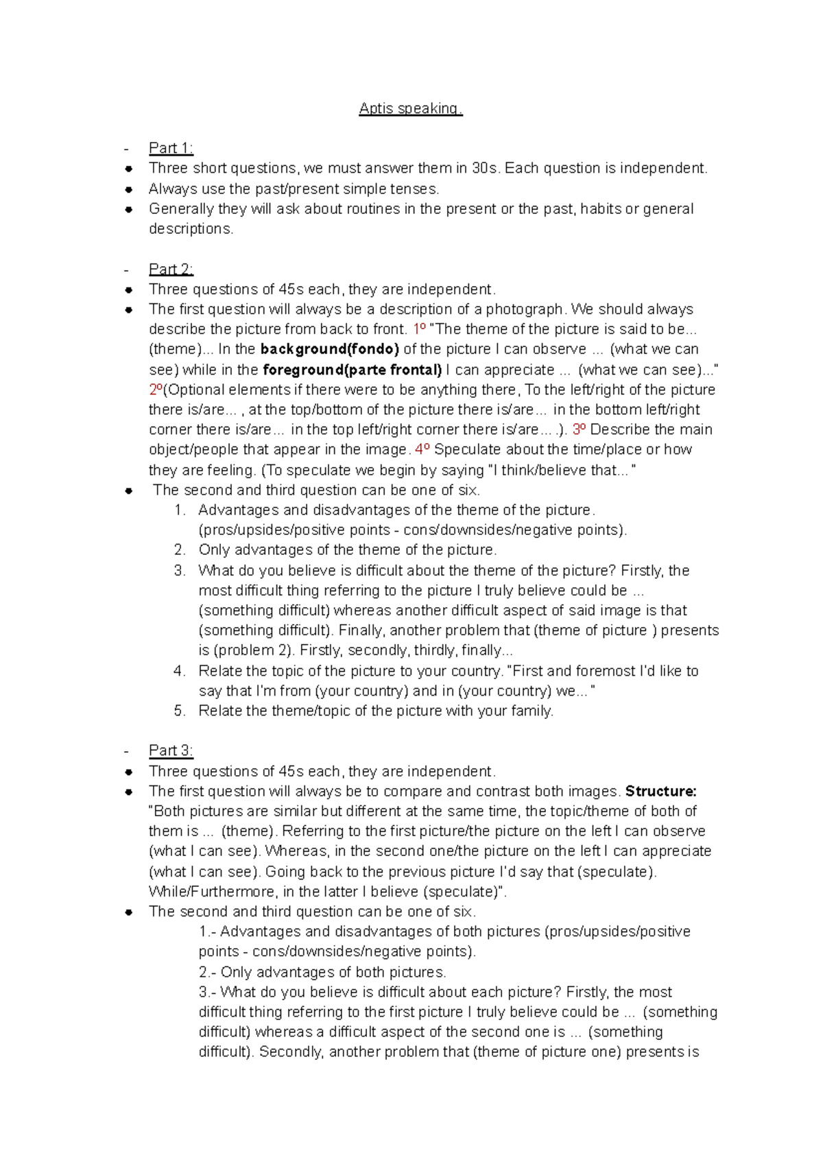 Aptis Speaking Guide: Part 1 & 2 Strategies for Success - Studocu