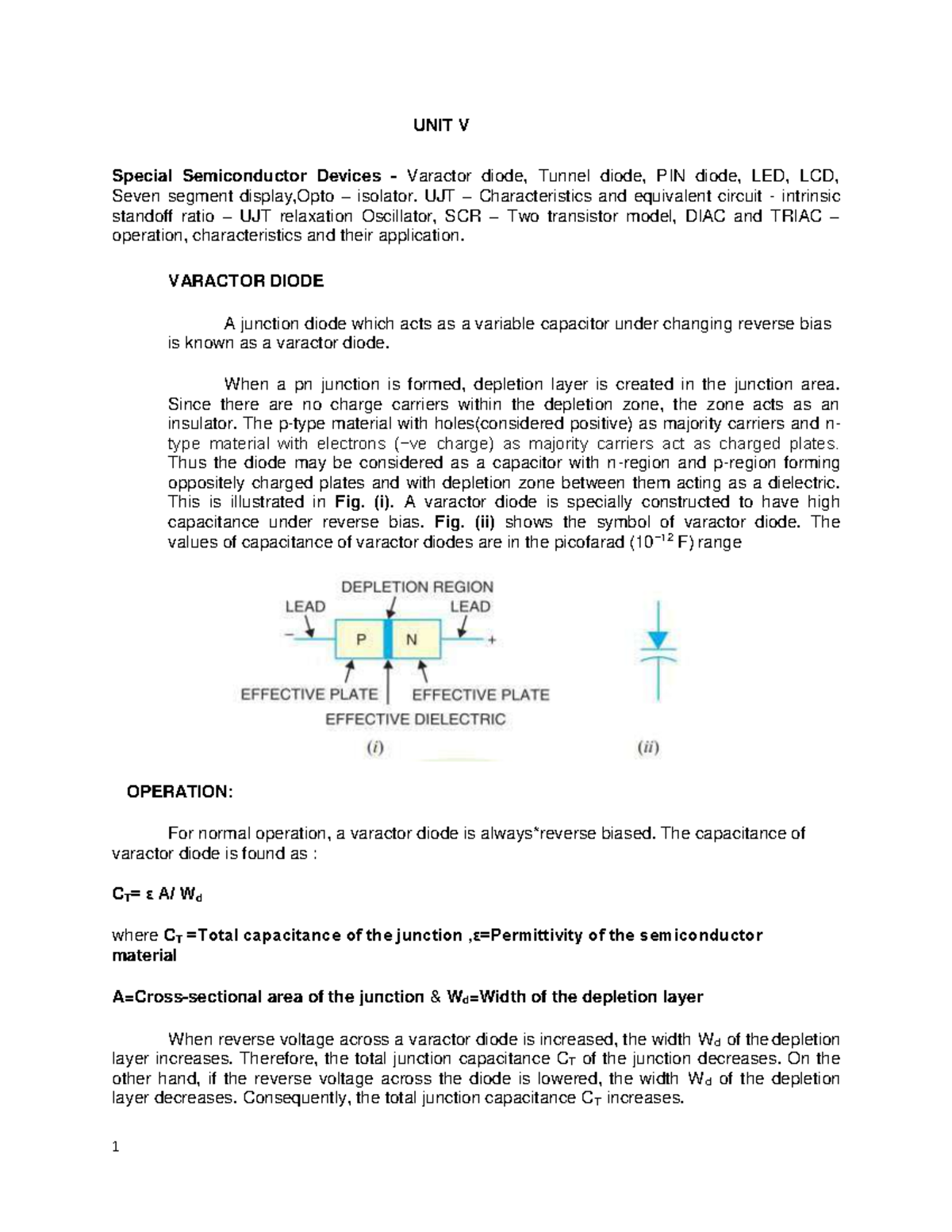 EDC(U5)-1 - Unit 5: Special Semiconductor Devices Overview - Studocu