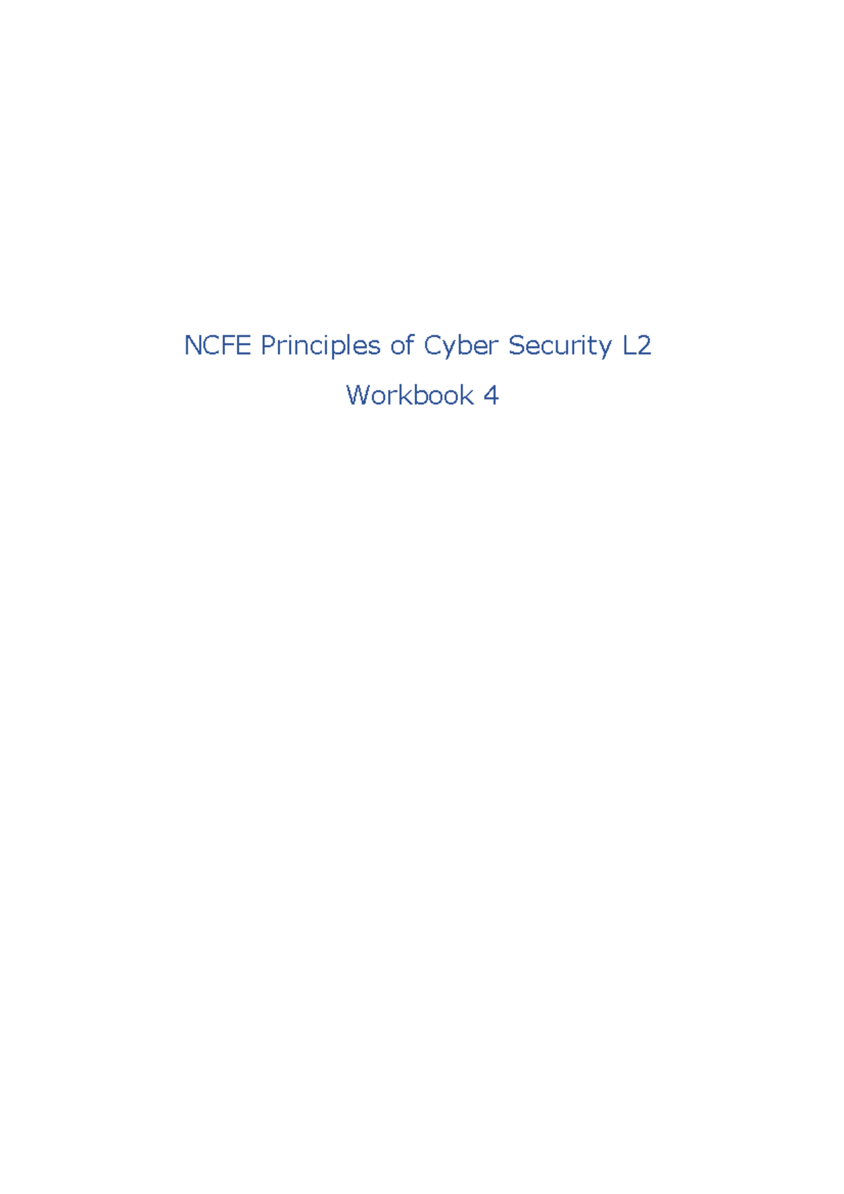 Level 2 NCFE Cyber Security Workbook 4: Understanding Threats & Malware ...