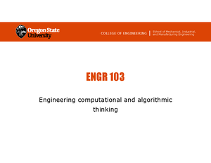 Engr 103 Lecture 3: Constants, Operators, and Program Basics - COLLEGE ...
