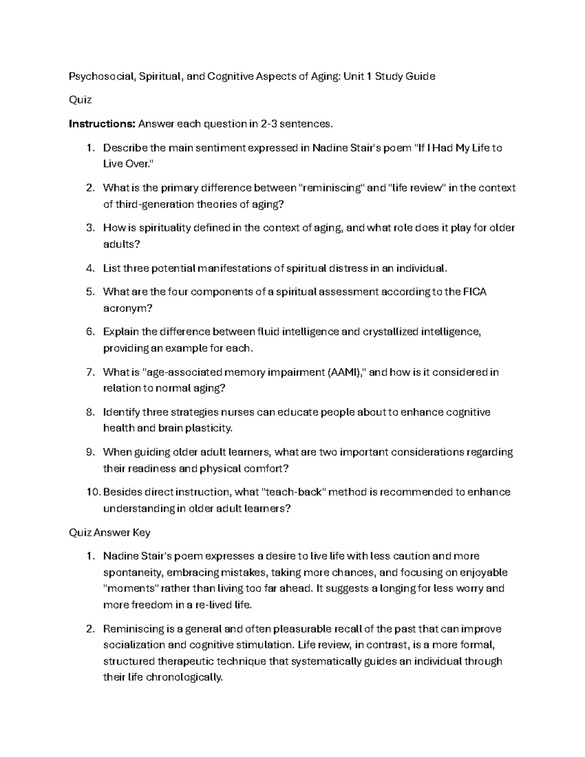 Unit 1: Navigating Loss, Grief, and Palliative Care Study Guide - Studocu