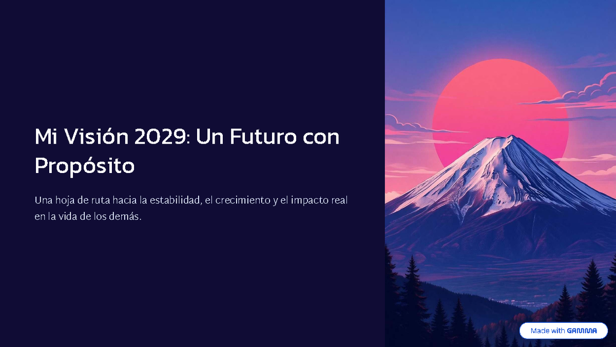 Mi Visión 2029: Hoja de Ruta hacia el Éxito y el Impacto Real - Studocu