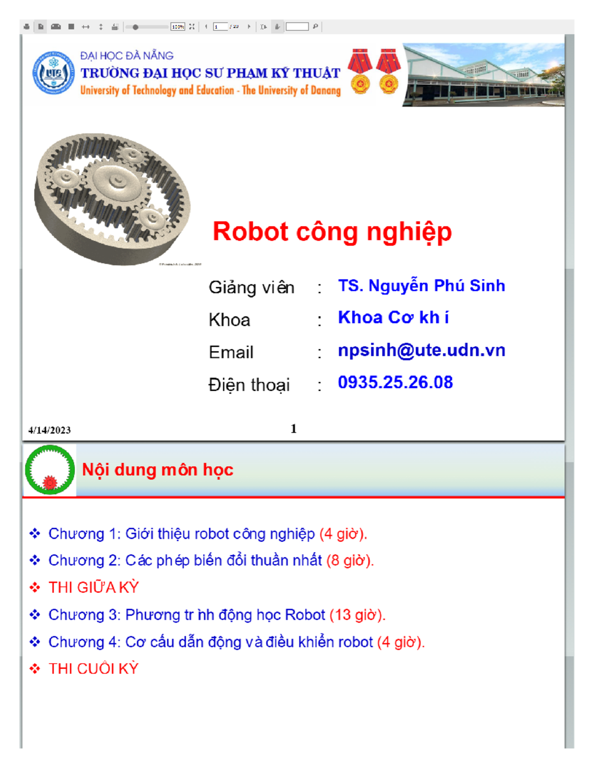 RBCN-C3: Robot Công Nghiệp - Chương 1 đến 3 Tóm Tắt - Studocu