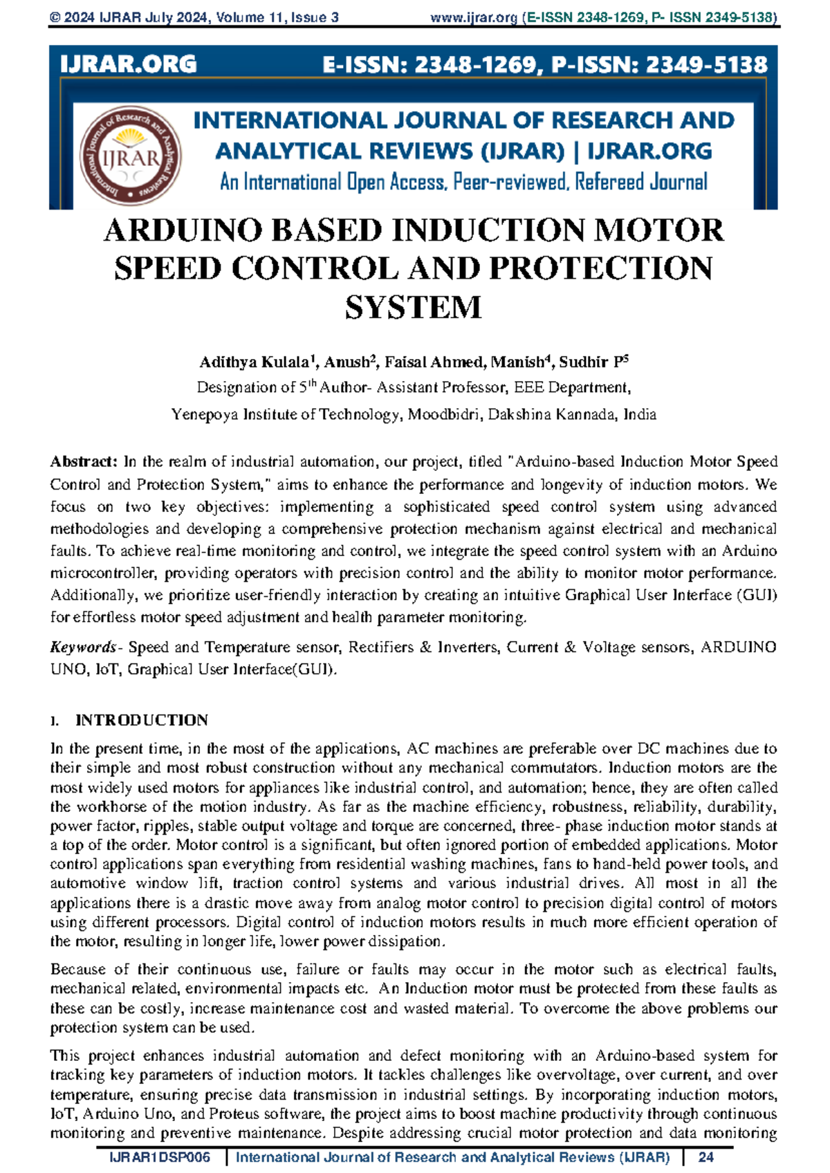 Arduino-Based Induction Motor Speed Control & Protection System ...