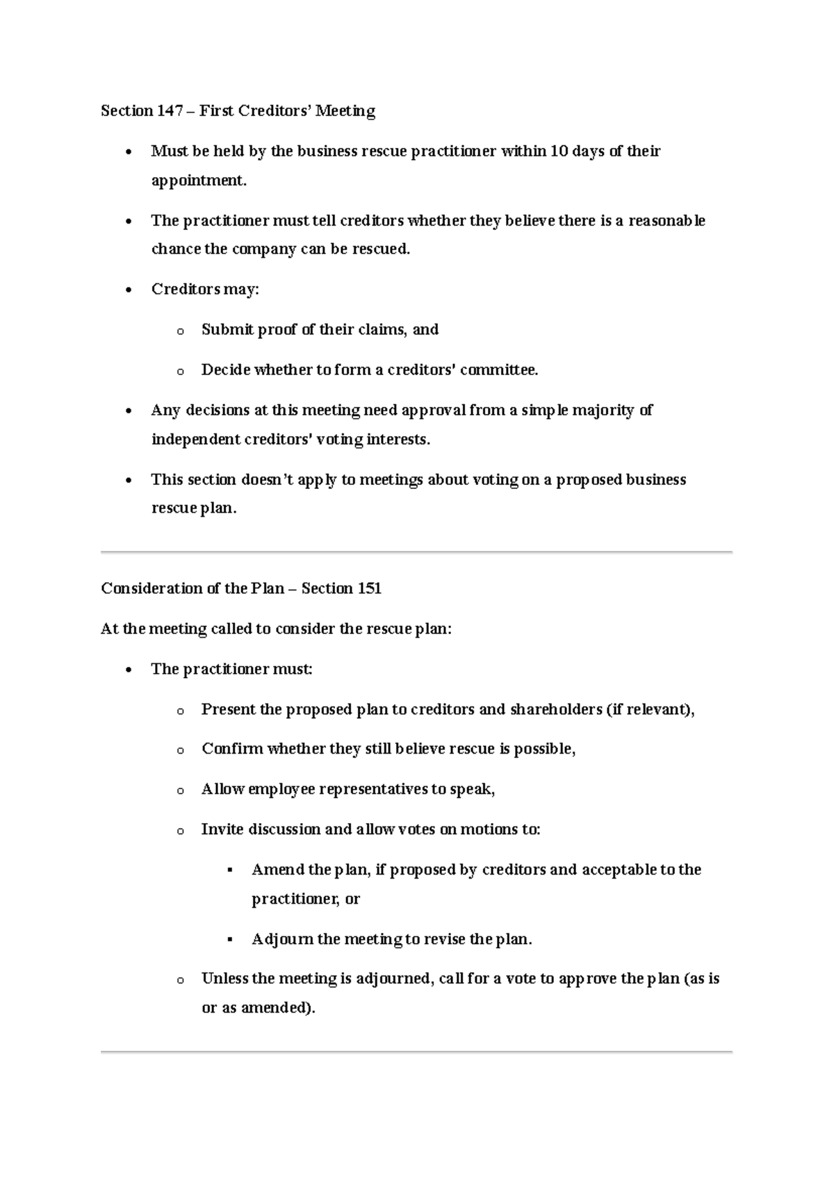 Business Rescue Process & Creditors' Meetings: Key Sections Explained ...