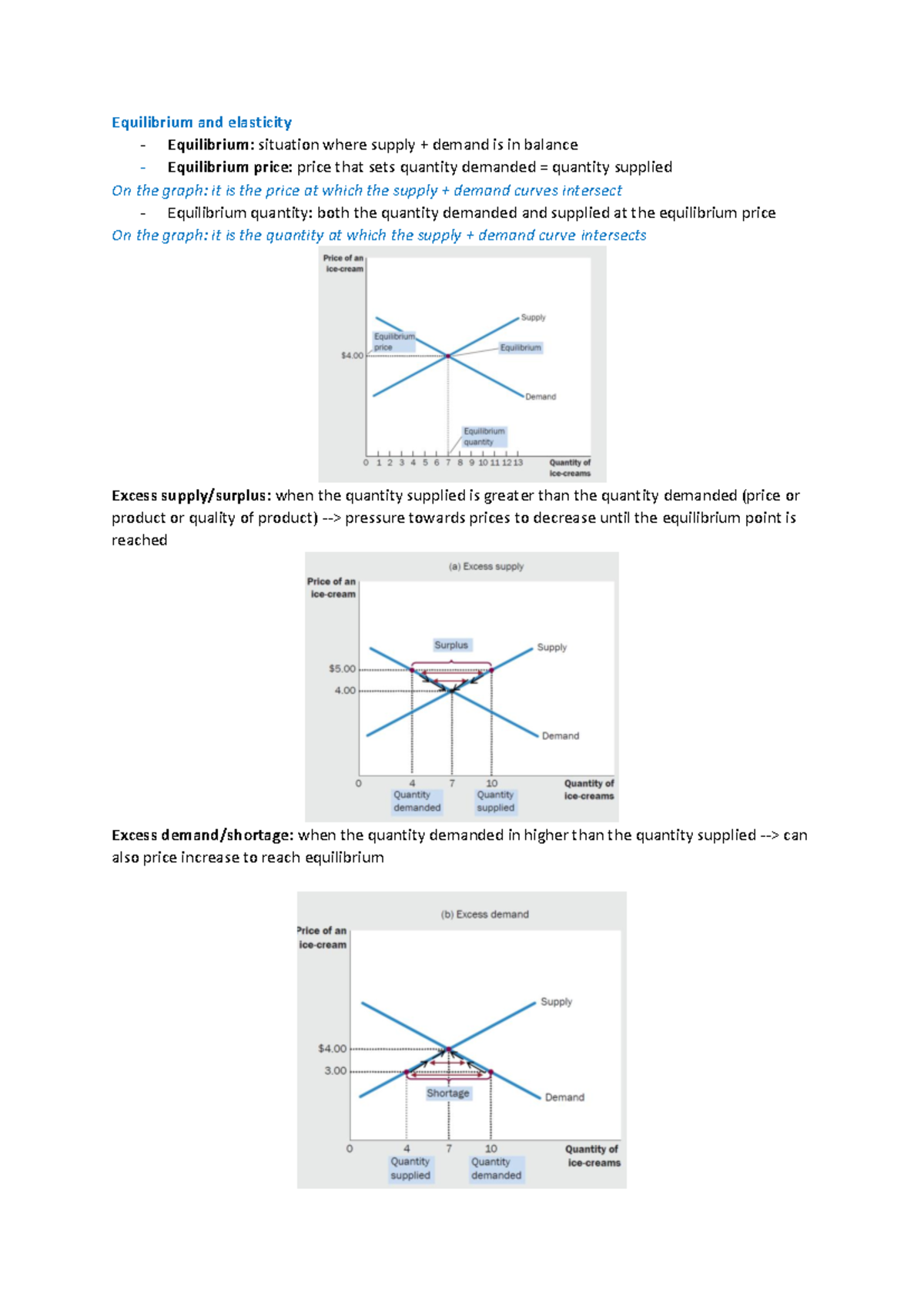 Equilibrium and Elasticity Concepts - ECON 101 Week 3 Notes - Studocu