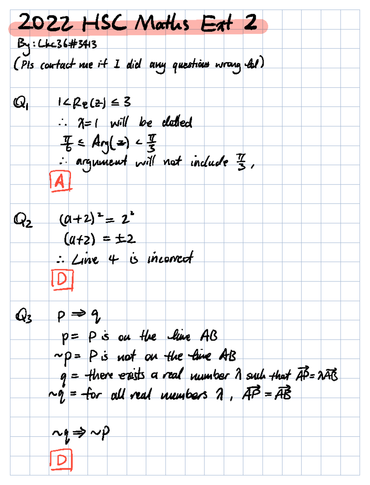 2022 HSC 4U Solutions Lkc36 - 2022 HSC Maths Ext 2 By Ckc 36 3413 Pls ...