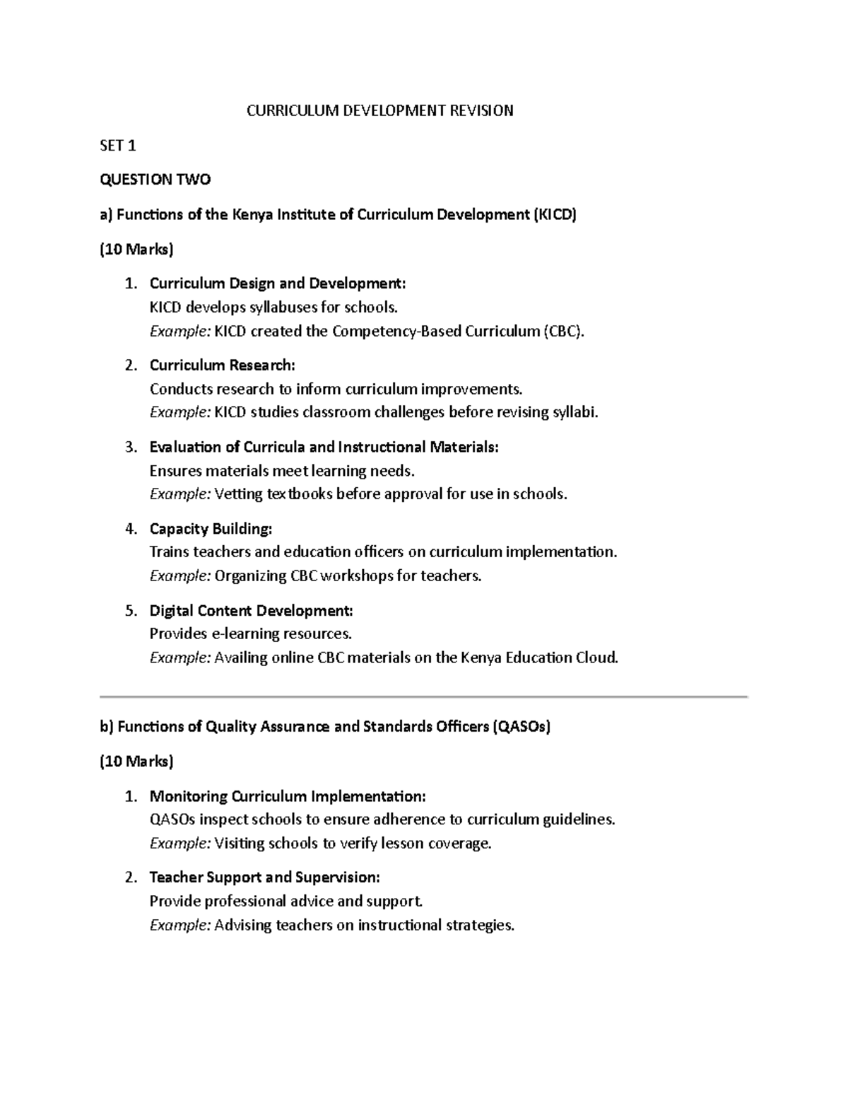 CURRICULUM DEVELOPMENT REVISION SET 1: FUNCTIONS & CHANGES IN KICD ...
