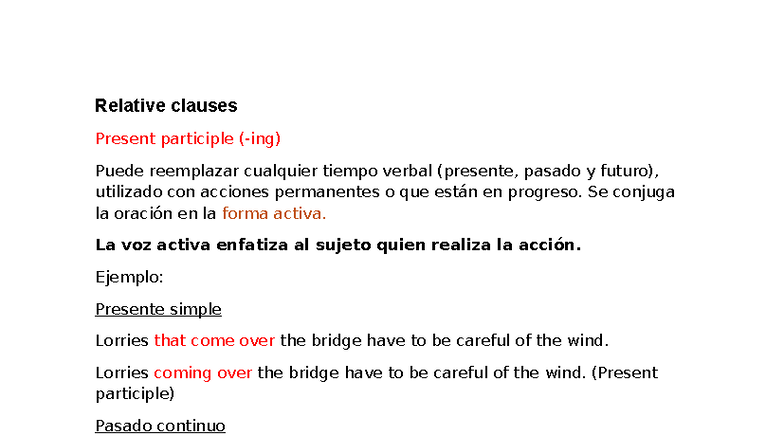 Relative Clauses and Verb Tenses Practice (Inglés) - Studocu