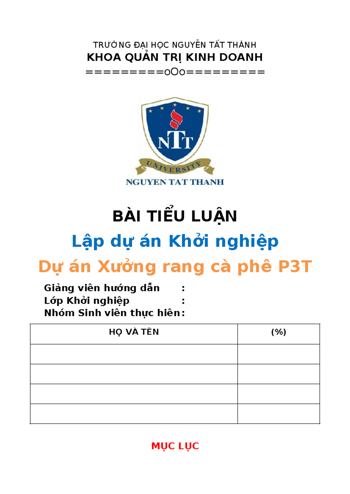 TLKN mau - tieu luan khoi nghiep mau - TRƯỜNG ĐẠI HỌC NGUYỄN TẤT THÀNH ...