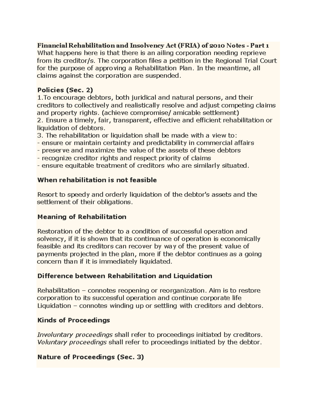 FRIA 2010: Comprehensive Notes on Financial Rehabilitation & Insolvency ...