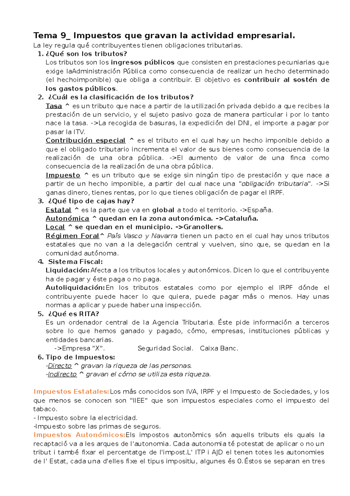 Fiscalidad - Apuntes tipos de impuestos - Tema 9_ Impuestos que gravan ...