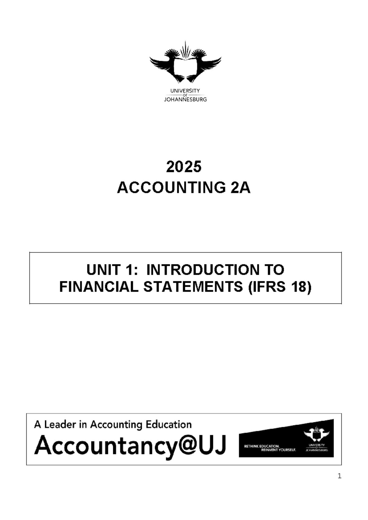 Unit 1 - Financial Statements Overview: Key Concepts in ACC 2A - Studocu