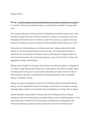 Entropy - Study Notes & Assignments - Studocu