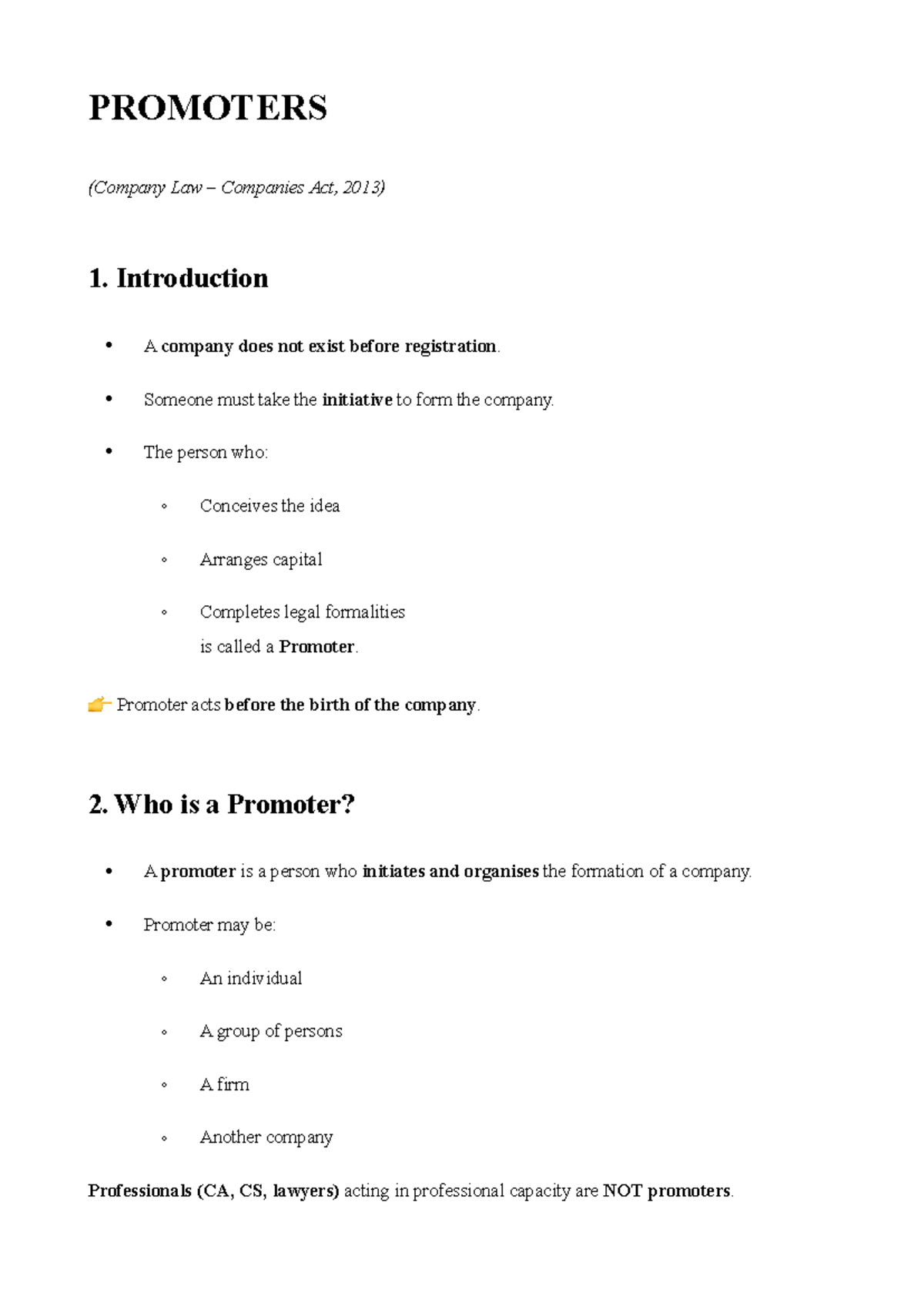 Promoters in Company Law (Companies Act, 2013) - Overview and Roles ...