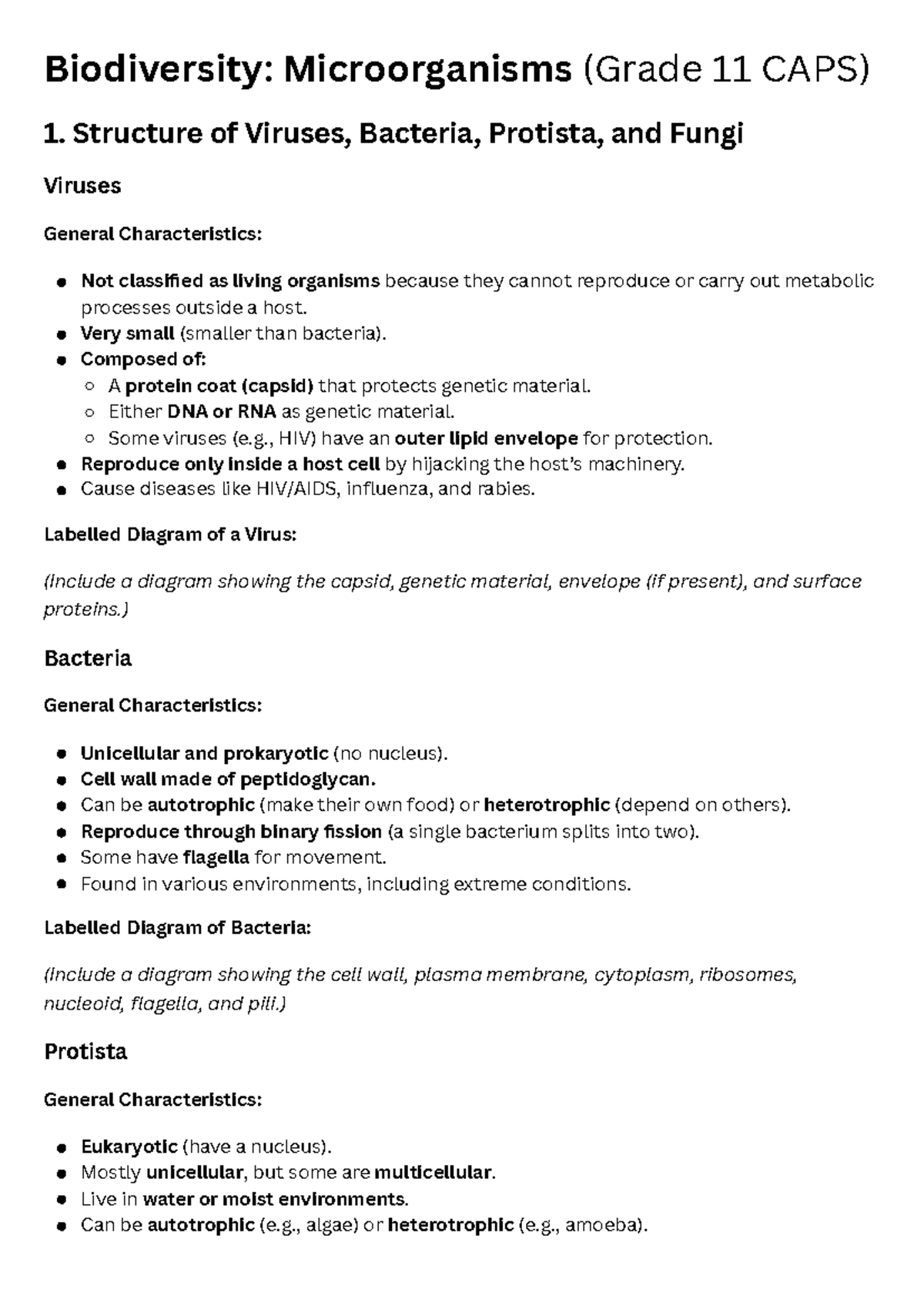 Microorganisms and Their Ecological Roles: Grade 11 CAPS Overview - Studocu