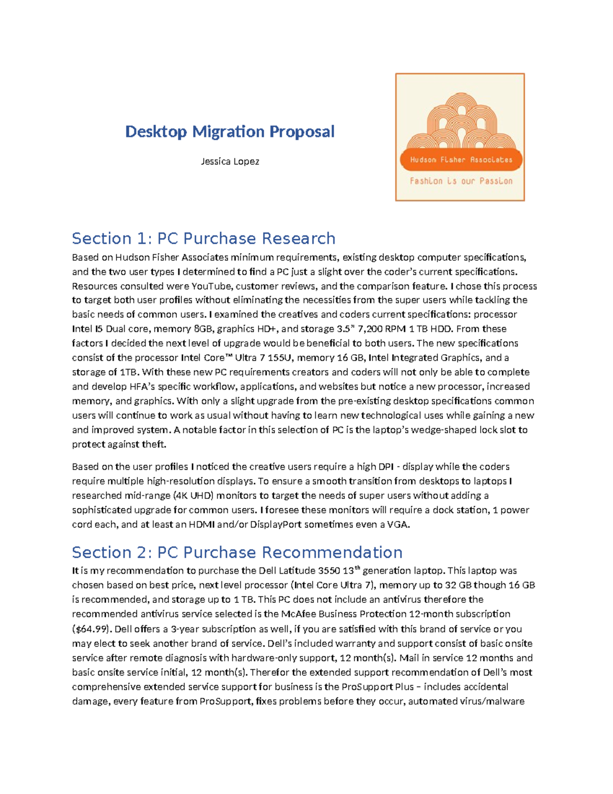 Desktop Migration Proposal: Recommendations for New PC Setup - Studocu