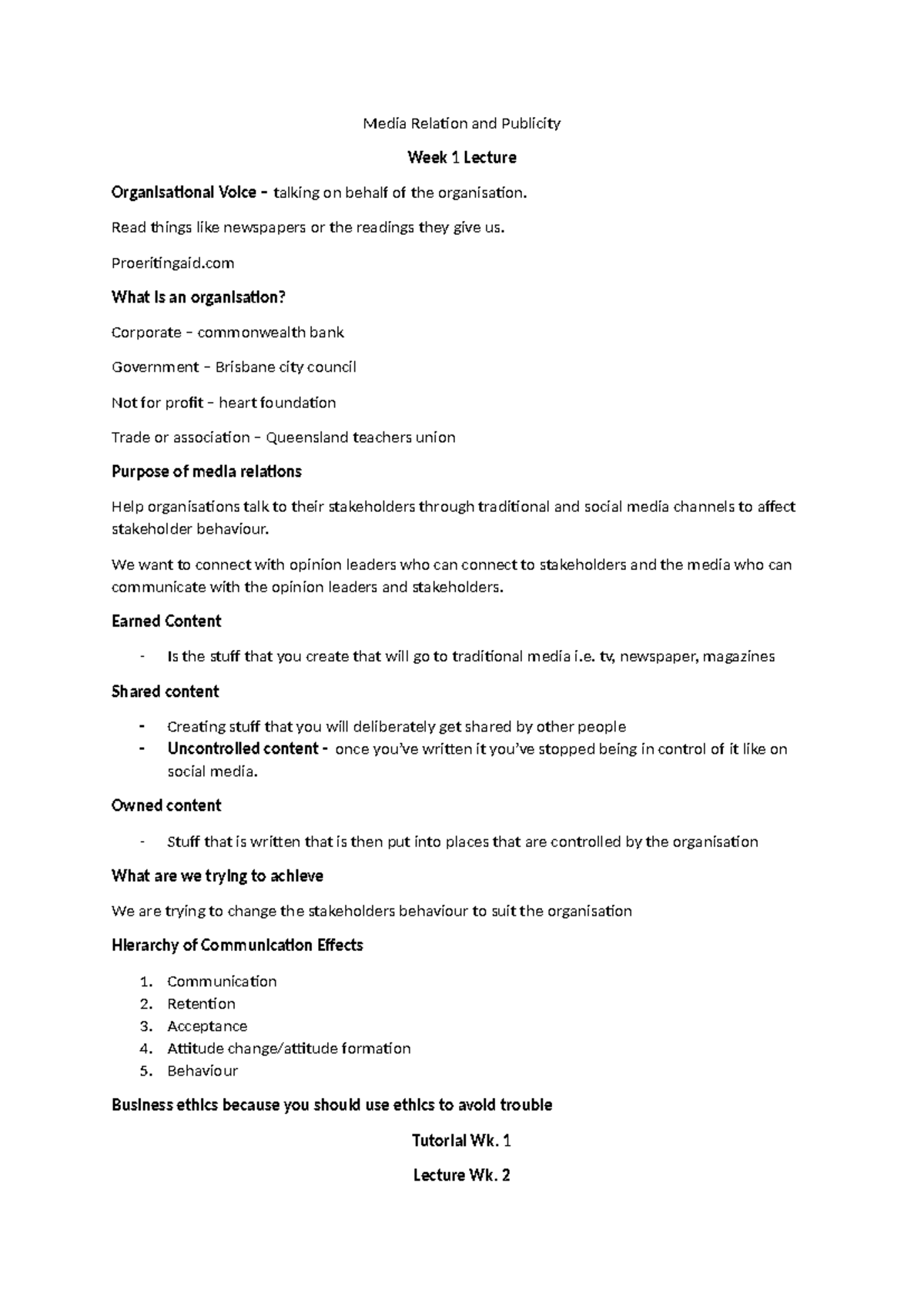 Lecture Notes on Media Relations and Publicity (MPR 101) - Studocu