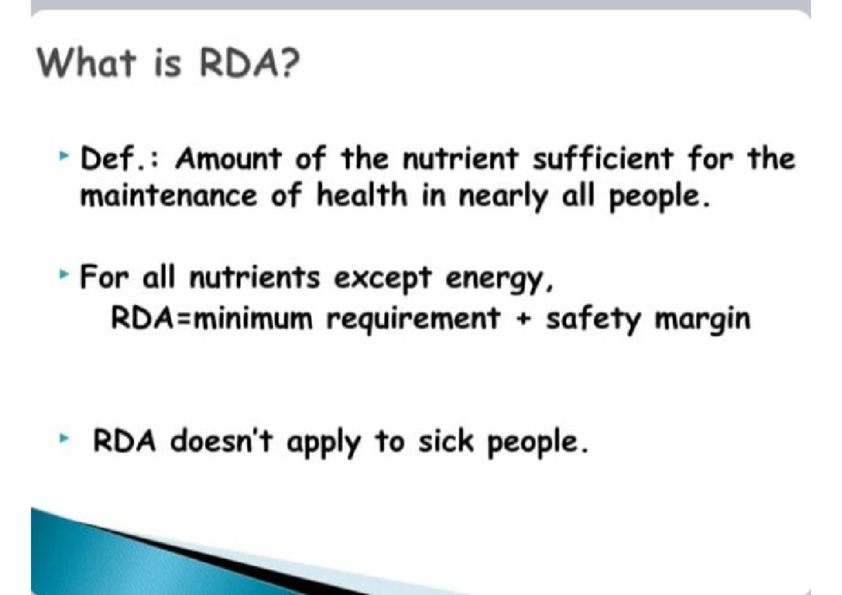RDA Overview & Importance: Nutritional Guidelines for Health - Studocu