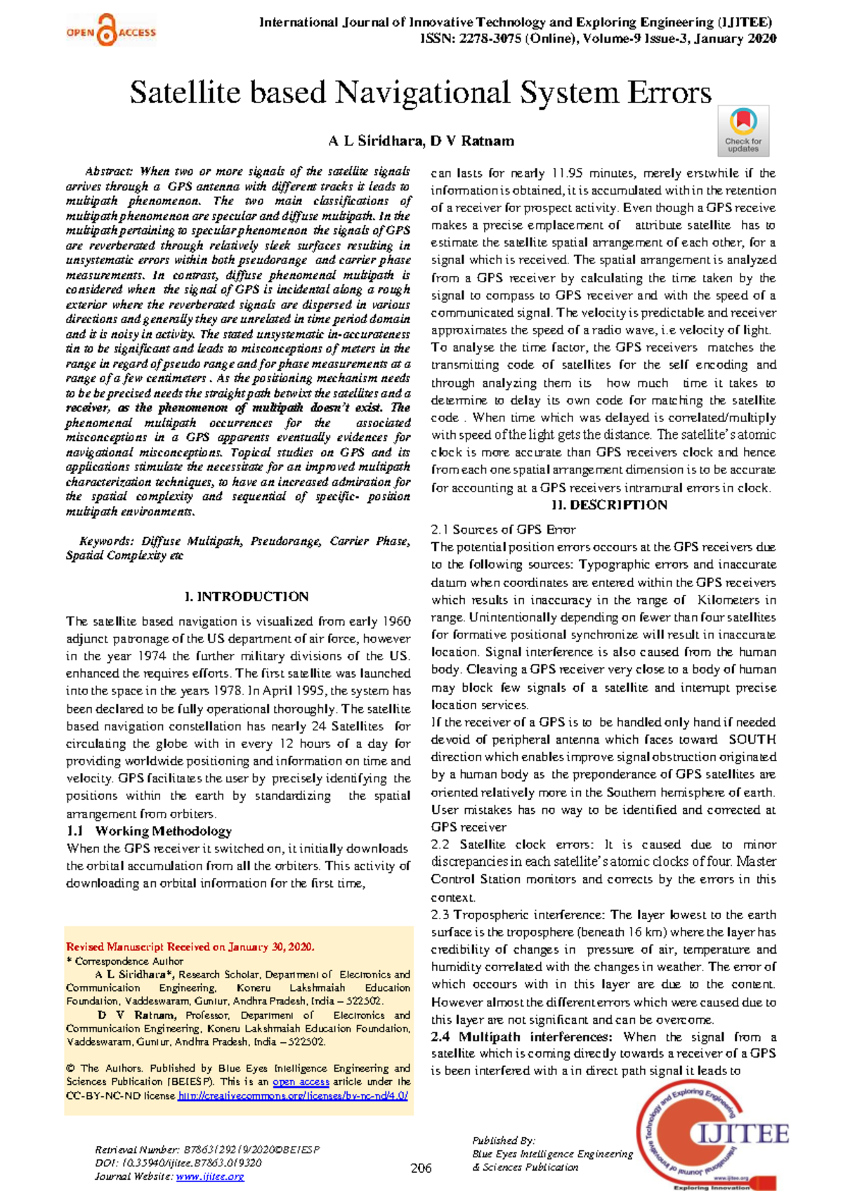 Satellite-Based Navigational System Errors: An Analysis (IJITEE) - Studocu