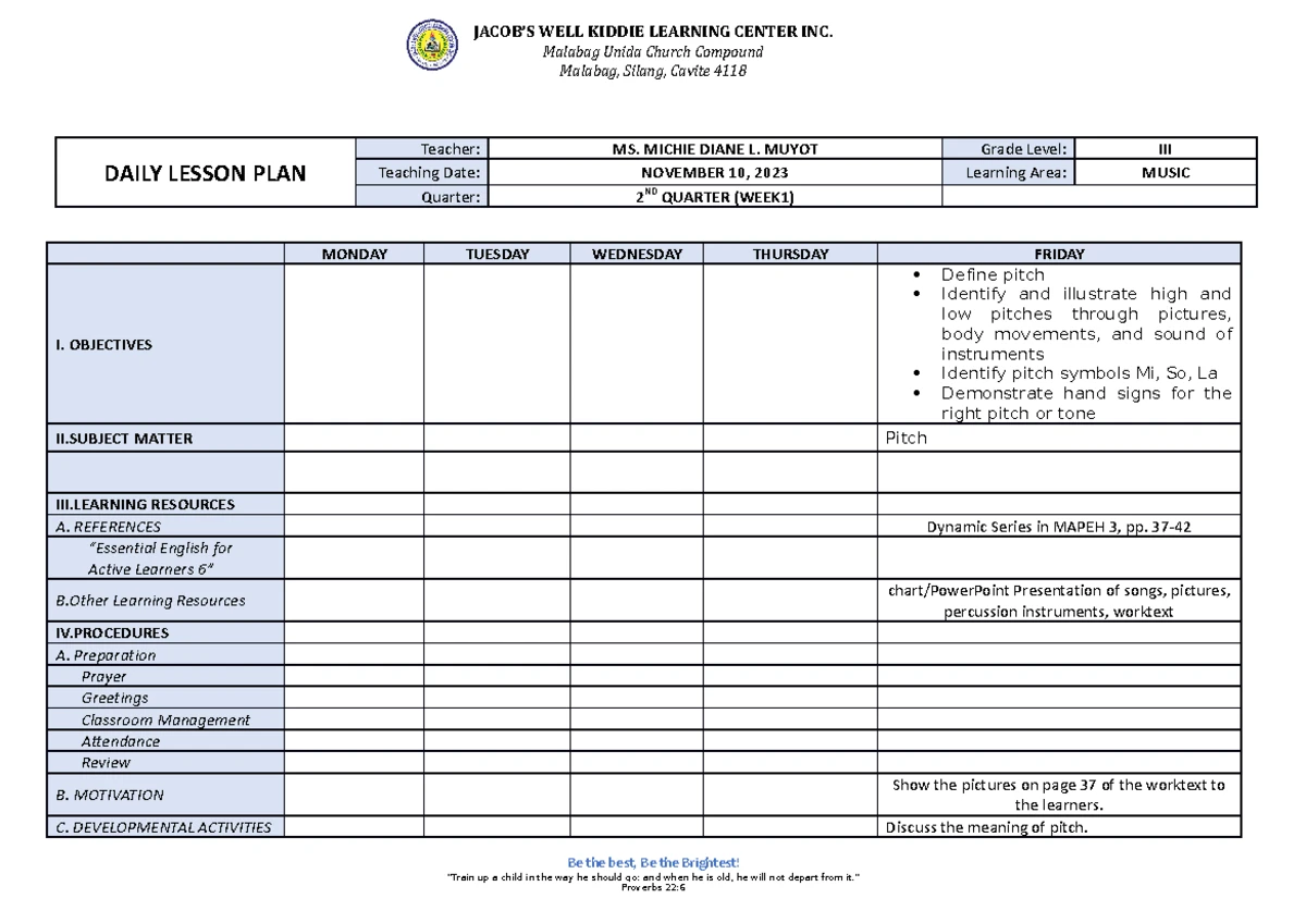 Math-DLL-Template - Daily Lesson Log Plan for English Class - Studocu
