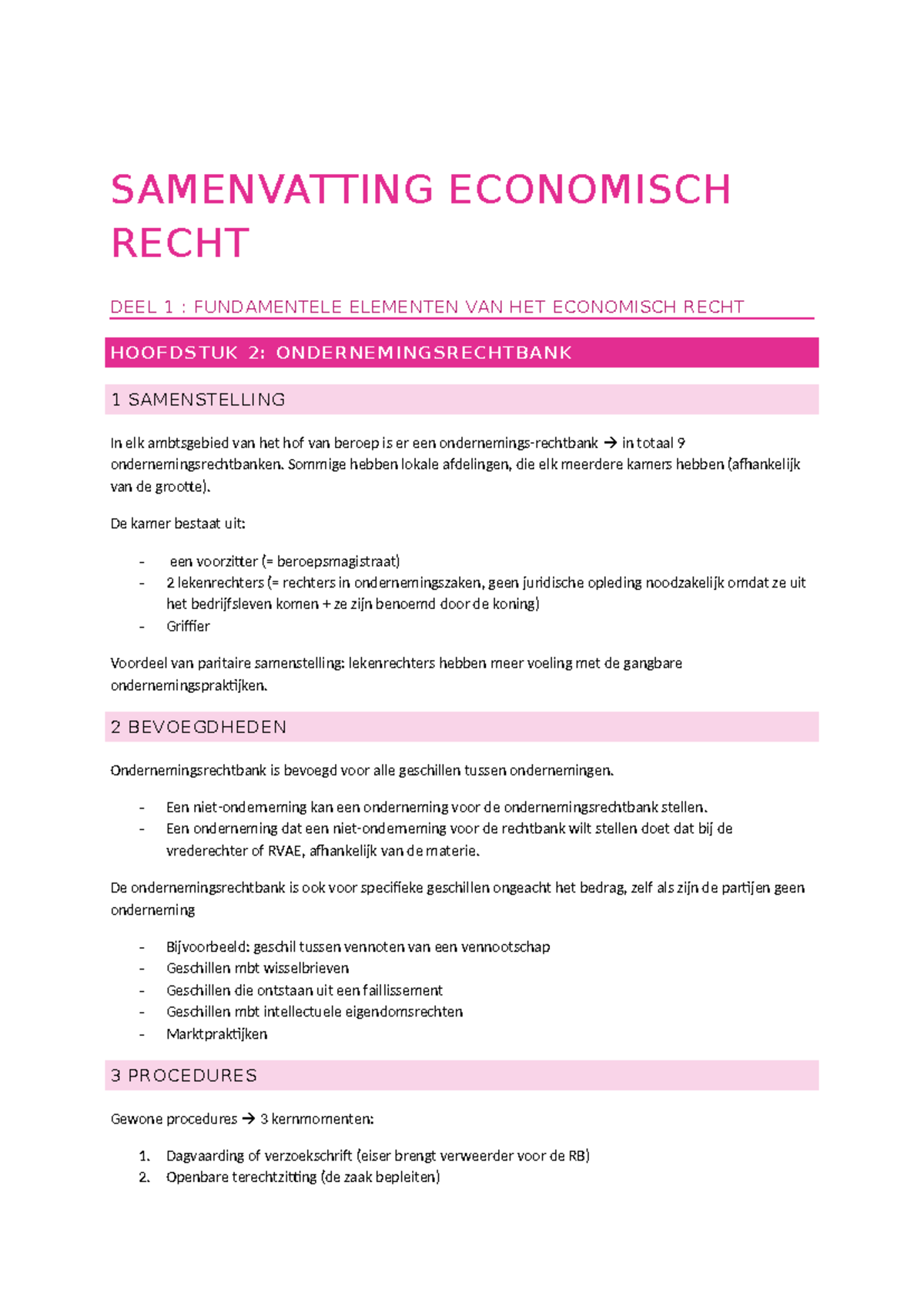 SAMENVATTING ECONOMISCH RECHT DEEL 1 & 2: FUNDAMENTELE ELEMENTEN - Studocu
