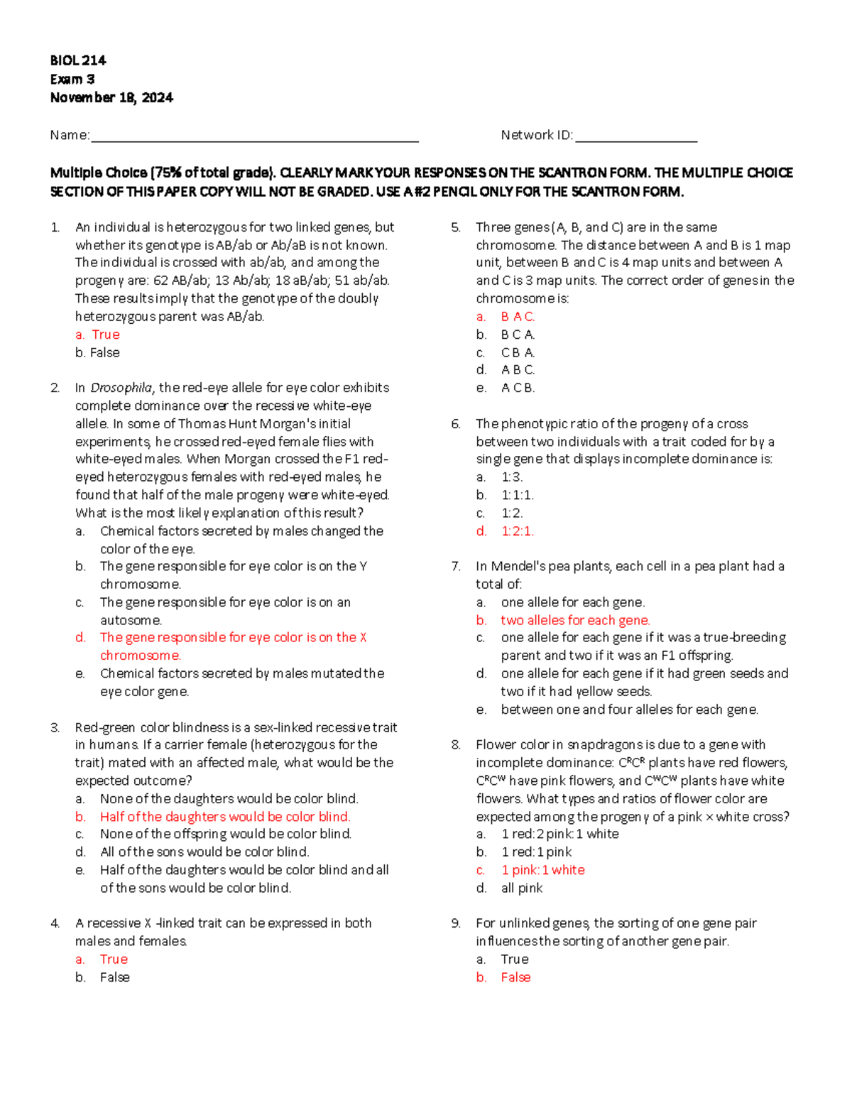 BIOL 214 Exam 3 Questions & Answers (November 2024) - BIOL 214 Exam 3 ...