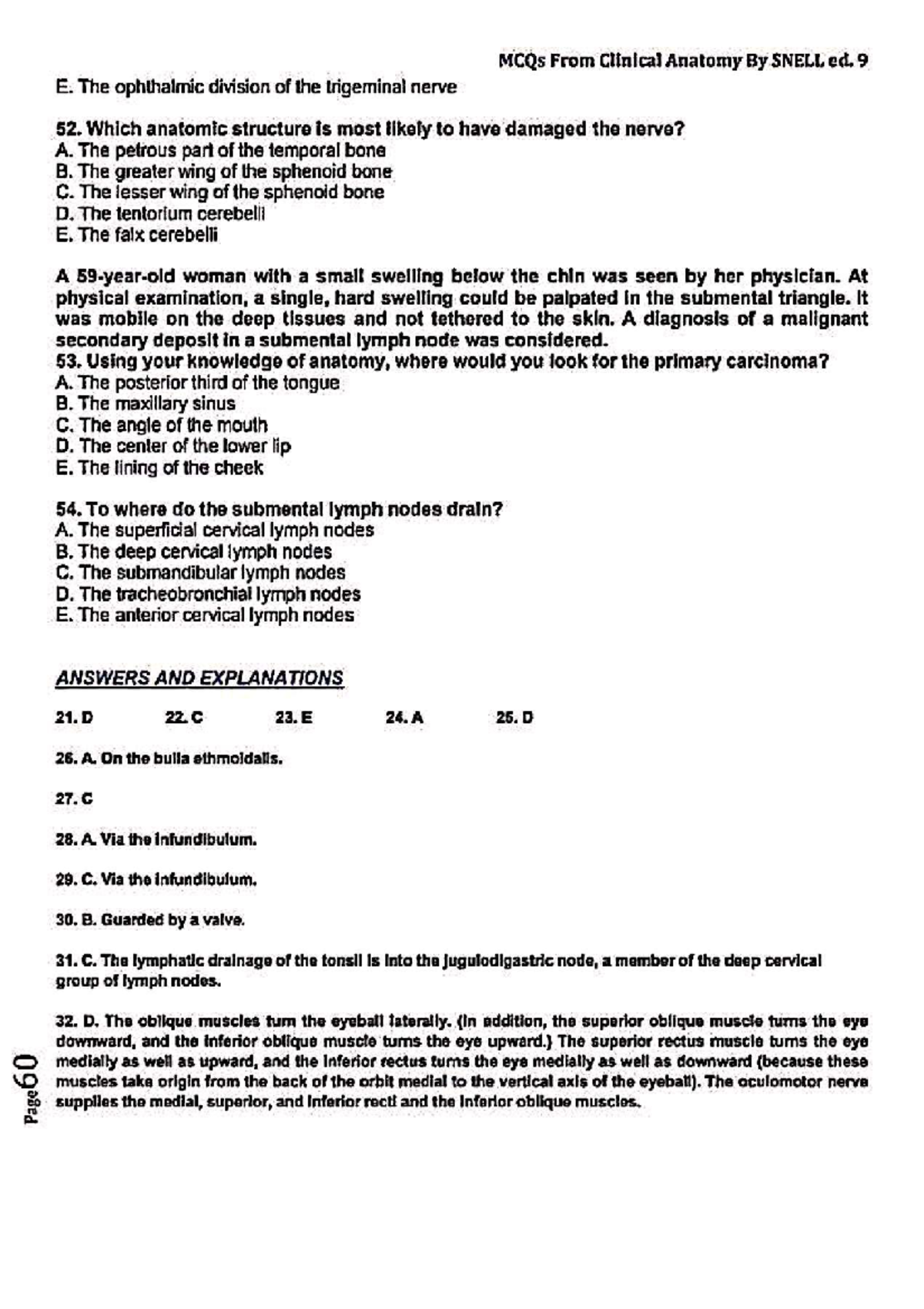 MCQs on Clinical Anatomy for Quiz884: Trigeminal Nerve & Lymph Nodes ...