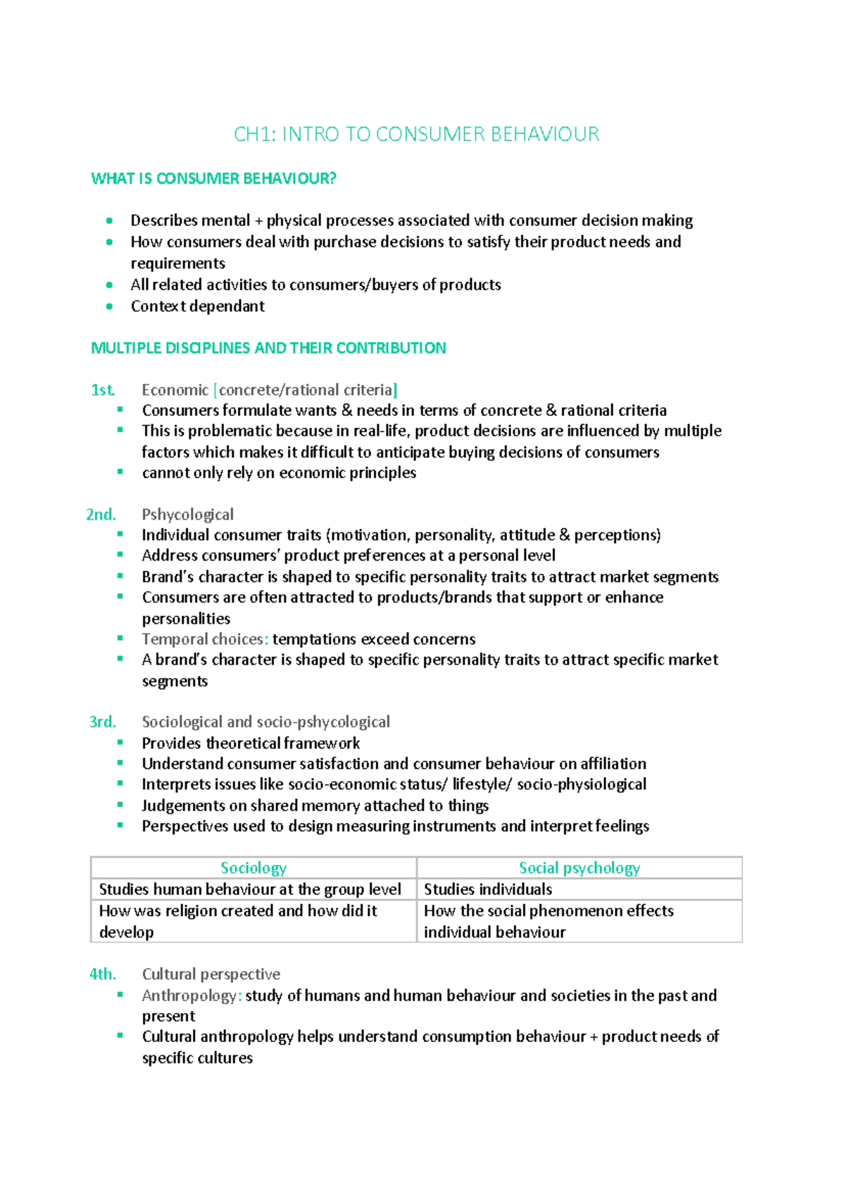 Chapters 1-15 Overview: Key Concepts in Consumer Behavior Study - Studocu