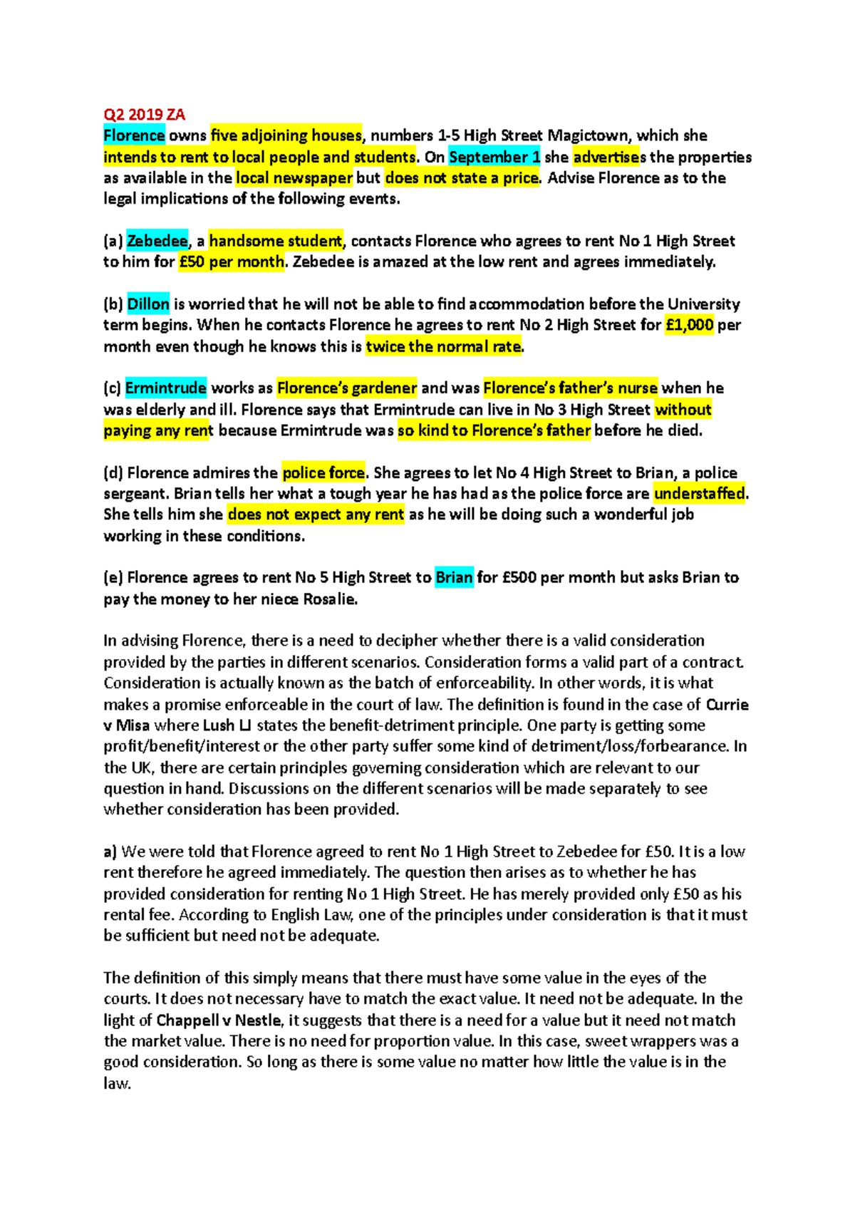 CONTRACT LAW 101: EXAM PRACTICE QUESTIONS & ANALYSIS - Studocu