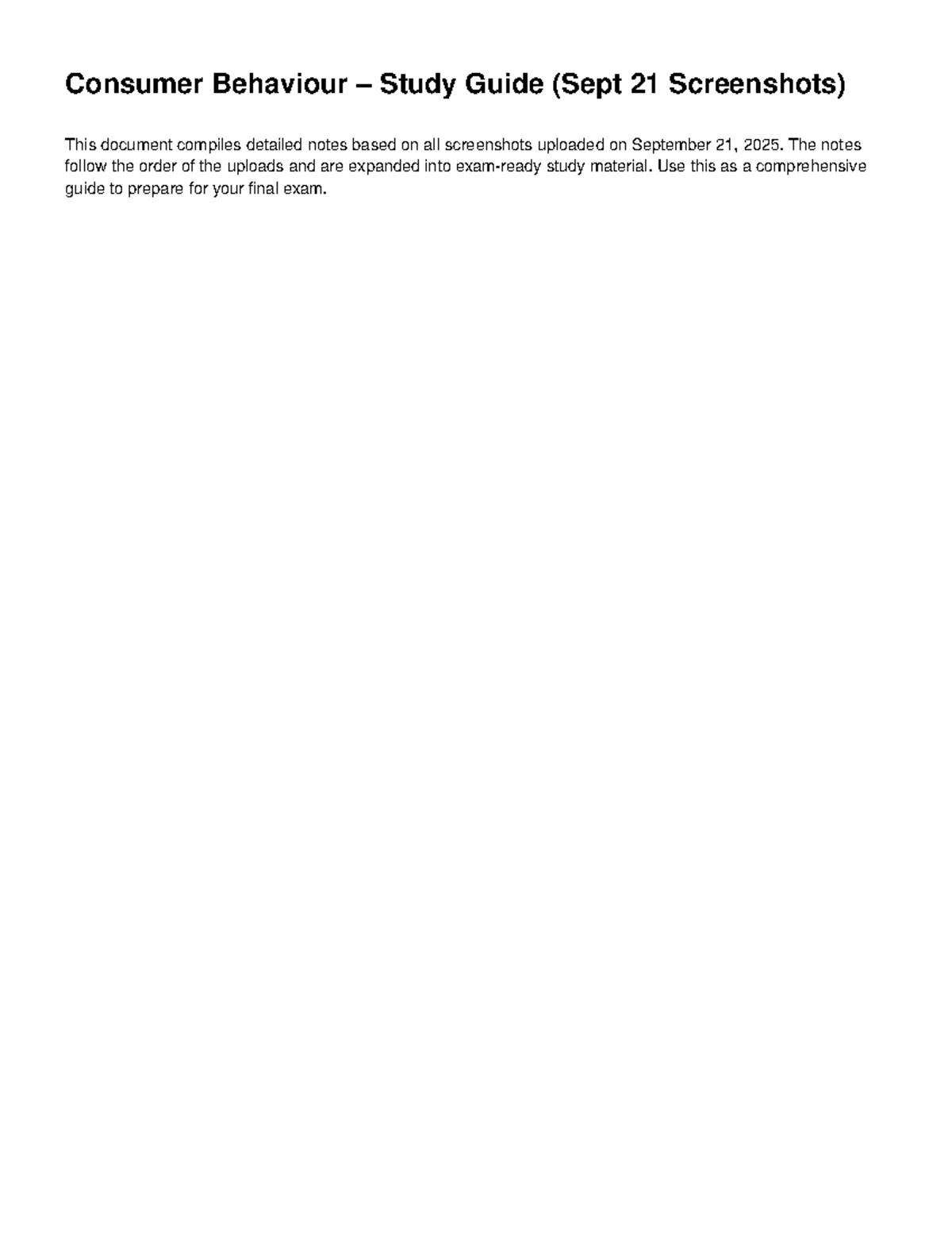 Consumer Behaviour Study Guide (Final Exam Prep) - Studocu