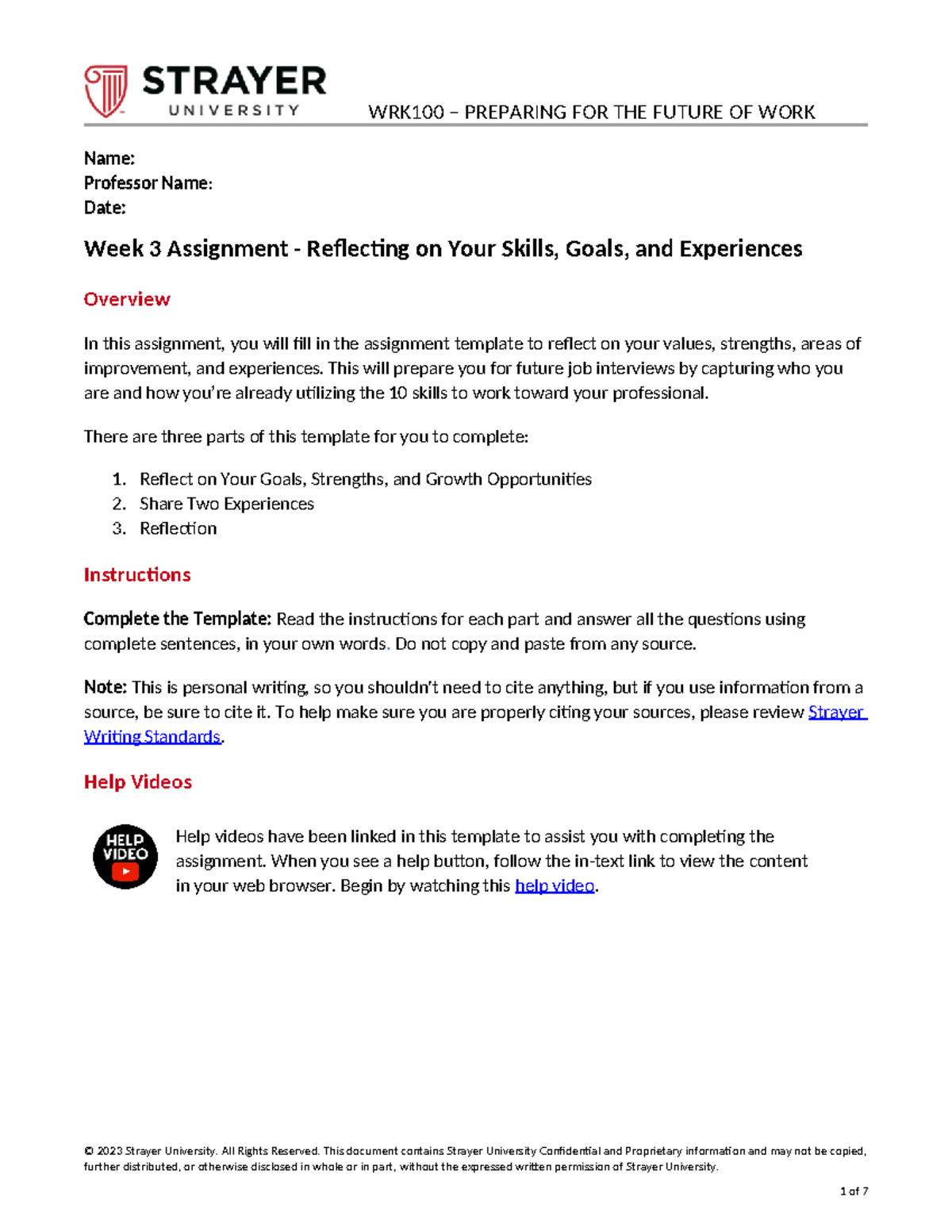 Strayer University: Week 3 Assignment - Skills and Experience ...