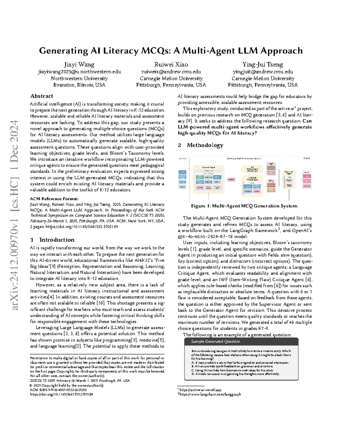 Generating AI Literacy MCQs: A Multi-Agent LLM Approach - Studocu