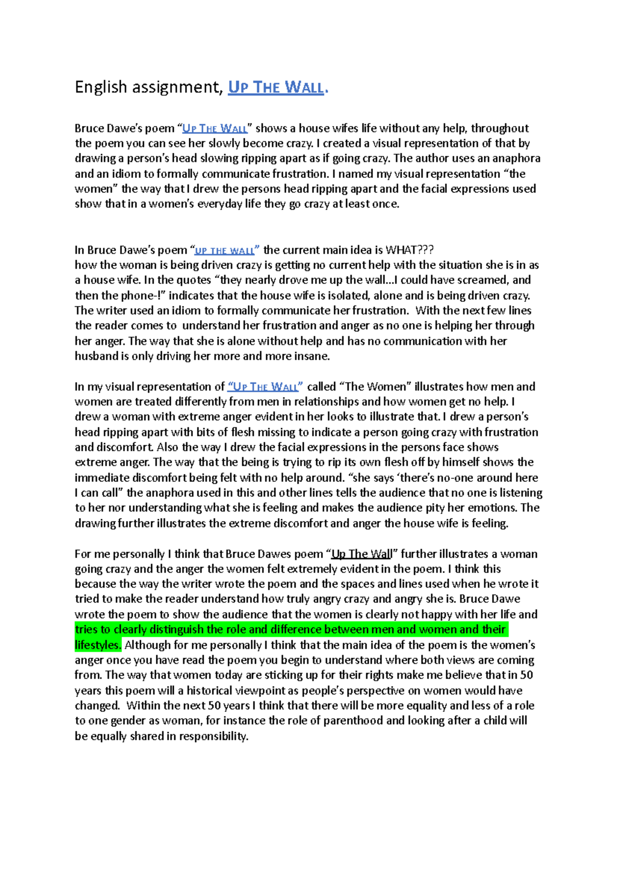 ENG 101: Analysis of Bruce Dawe's Poem "Up The Wall" and Its Themes ...