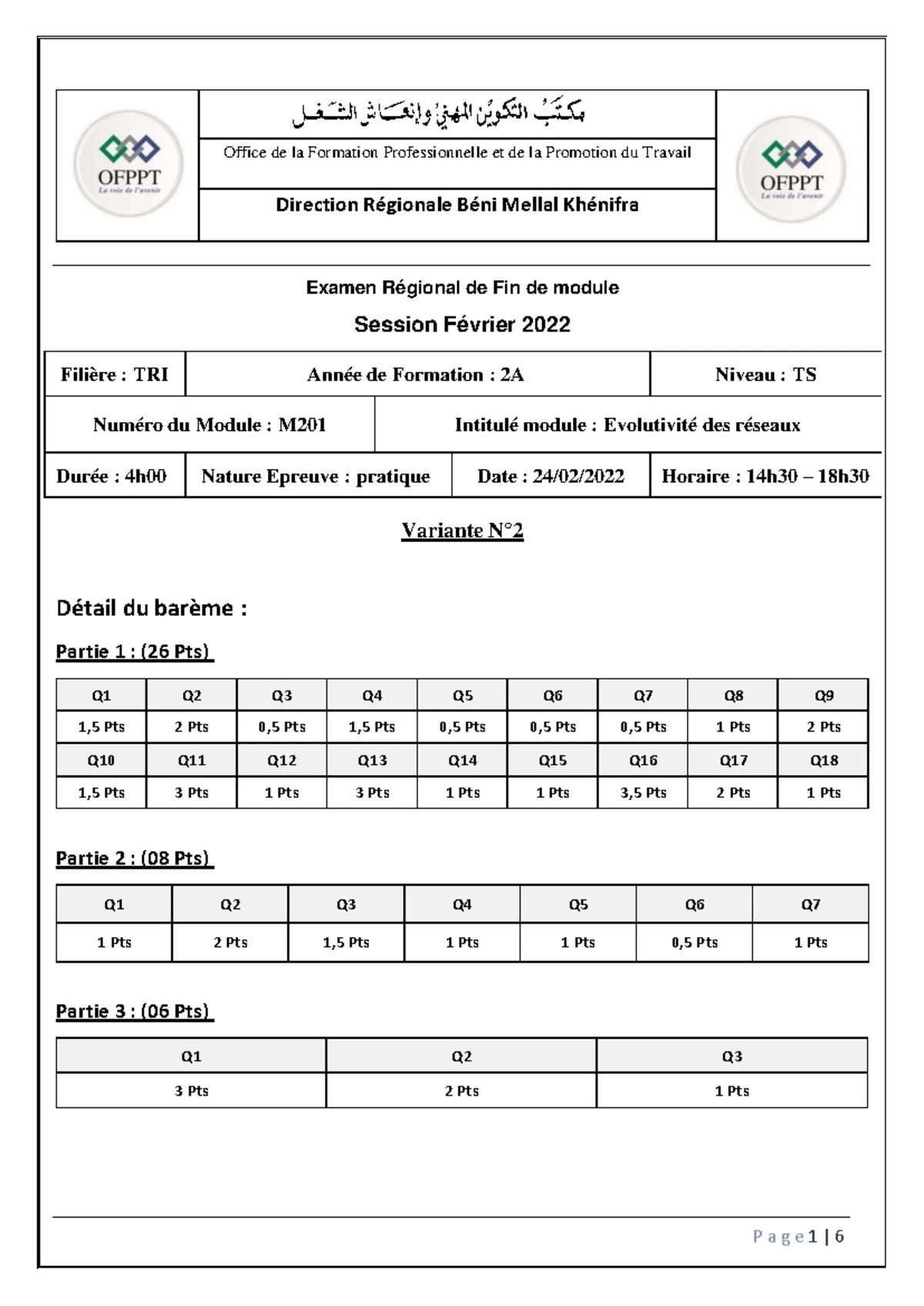 Examen Régional de Fin de Module - M201 - Infrastructure Réseaux - Studocu