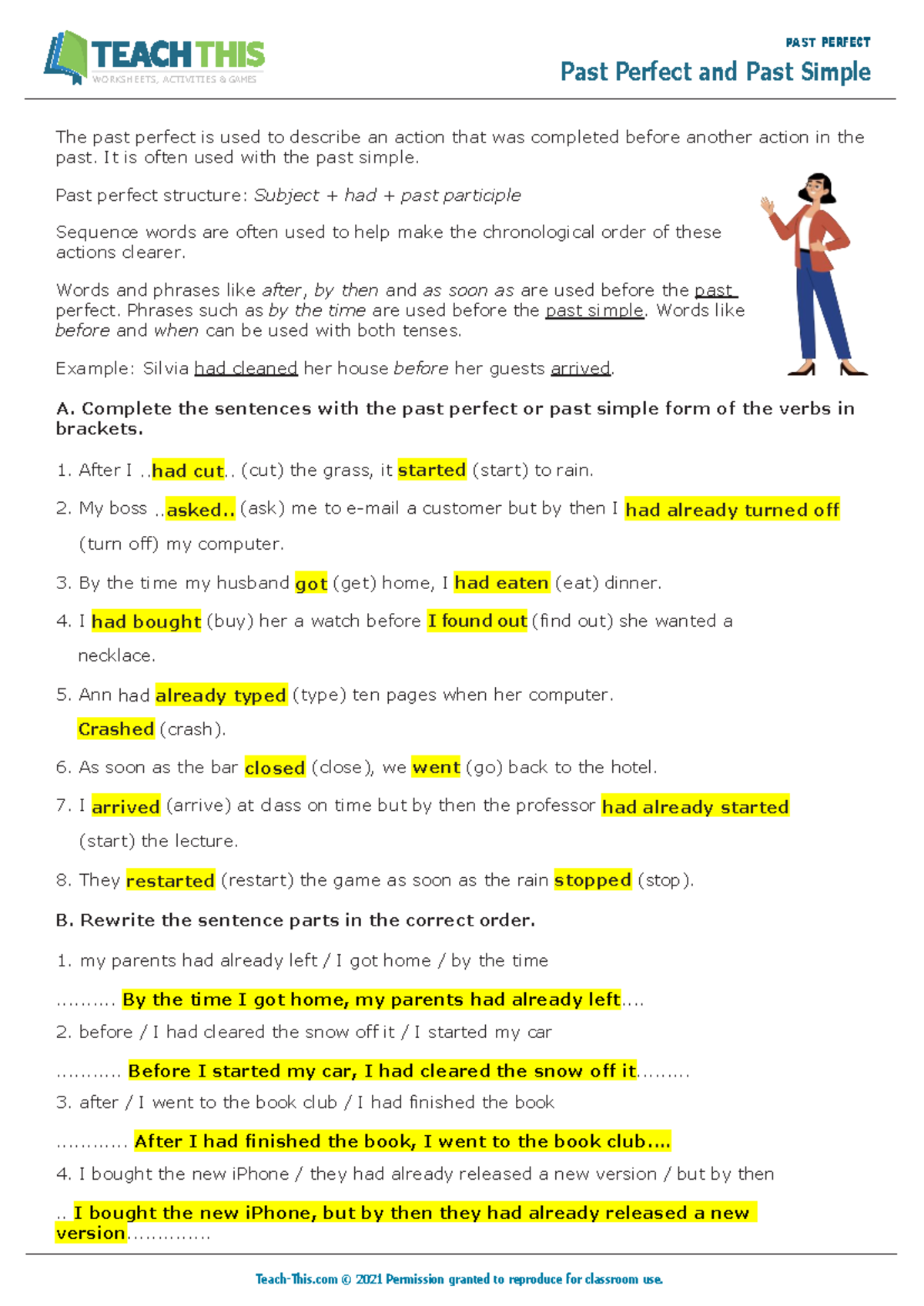 Past Perfect Simple Exercises With Answers - Infoupdate.org
