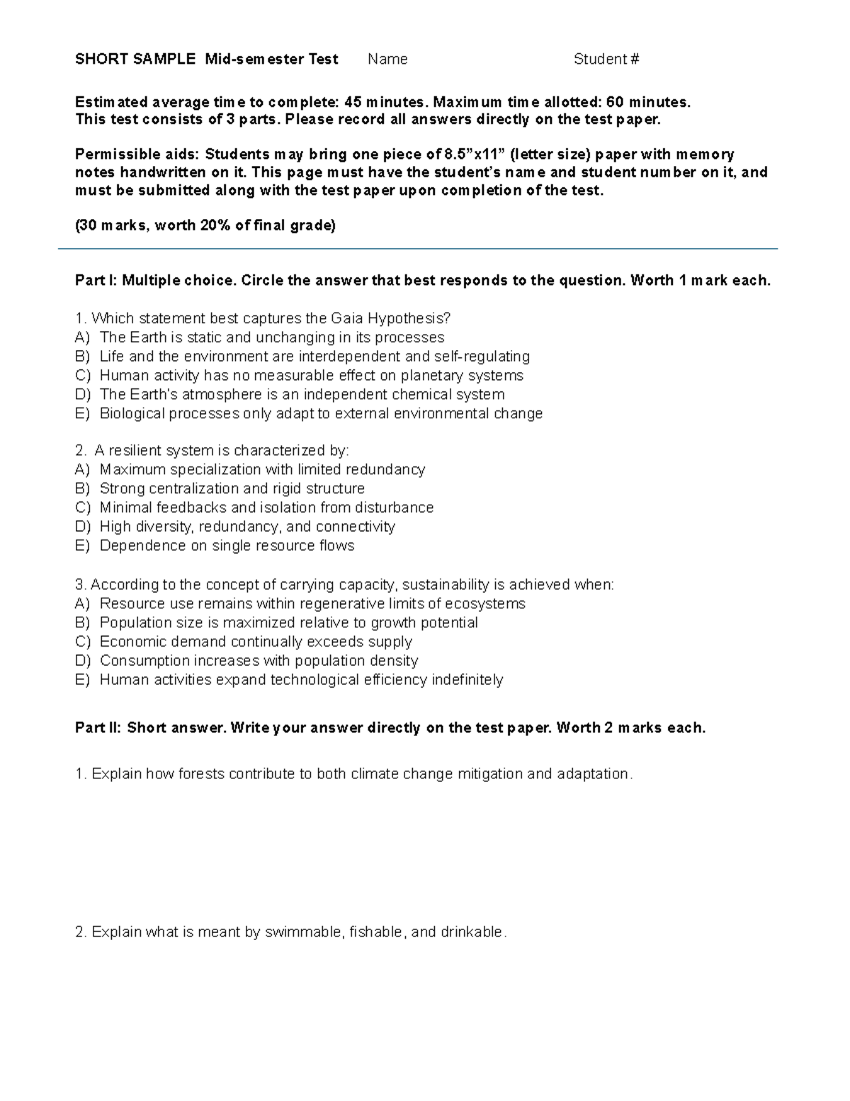 6.2 Midterm Test Prep: Sample Short Test Guide - Studocu