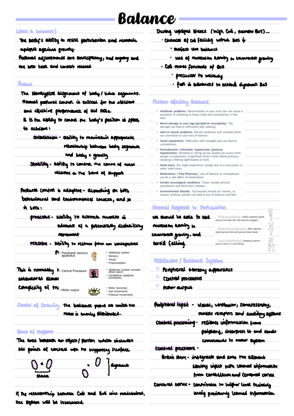 Balance - @lauraphysiostudies - notes from MSc Physiotherapy Lectures ...