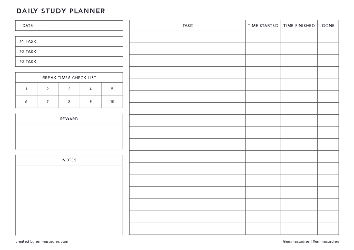 this is utter bullshit - D AILY STUDY PLANNER DATE: #1 TASK: #2 TASK ...