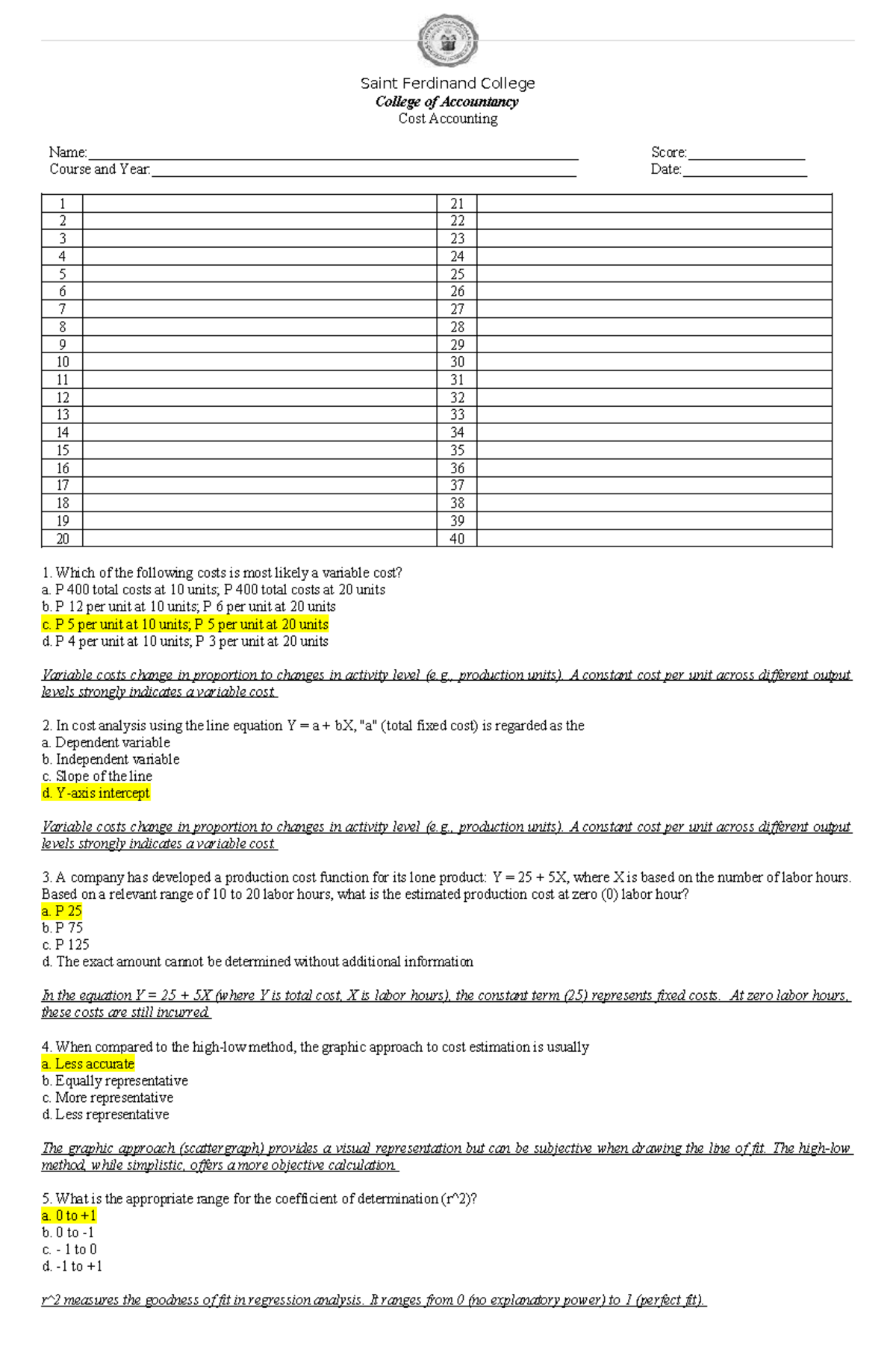 Cost Accounting Midterm Quiz 03 - Study Guide and Practice Questions ...