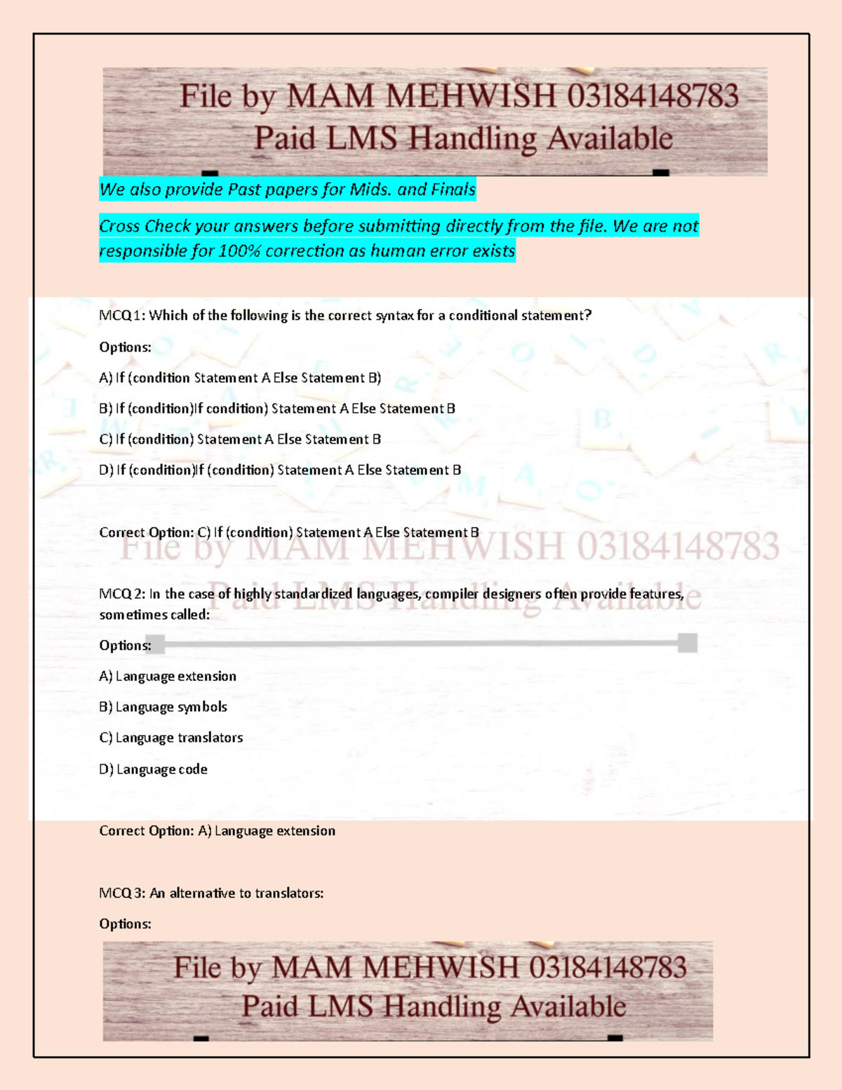 CS101 Quiz #3: Past Papers for Mids & Finals - 12 July 2023 - Studocu
