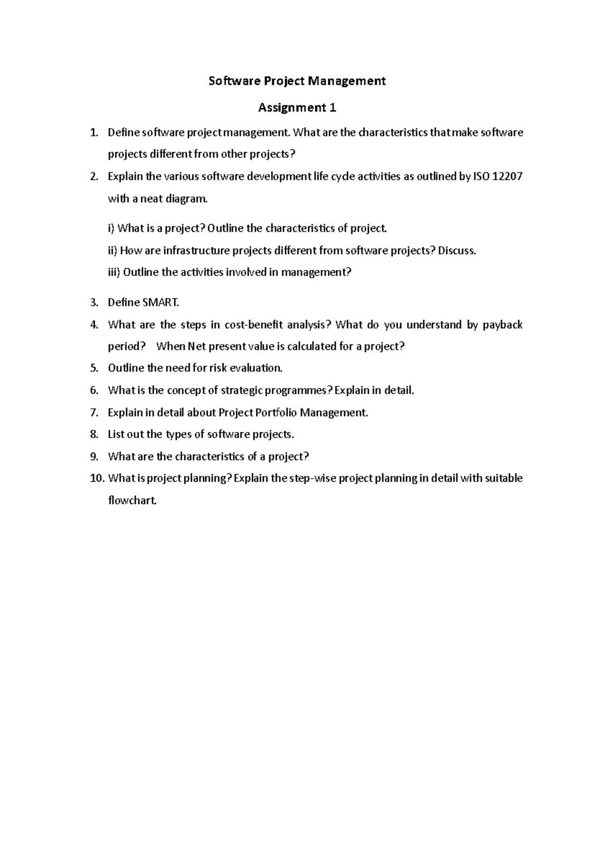 Software Project Management Assignment 1 - Software Project Management ...