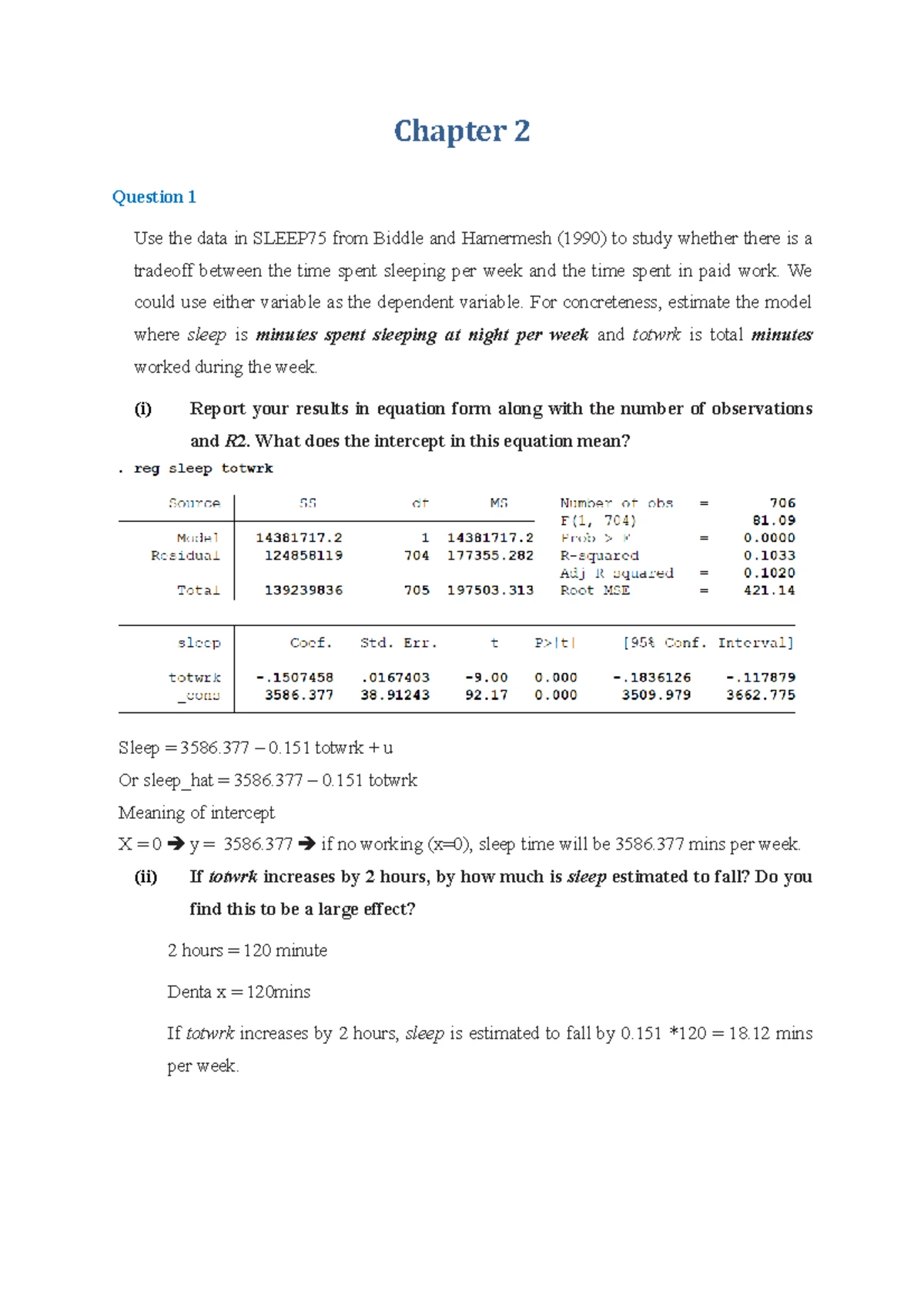 Econometrics - Chapter 2 Review Qs Solutions (ECON 202) - Studocu