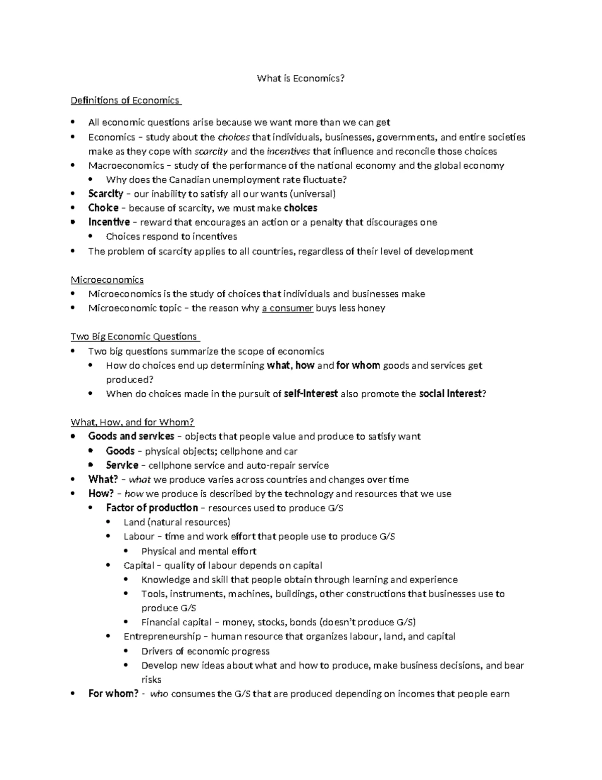 Econ 101: Chapter 5 & 6 Summary and Key Concepts Notes - Studocu
