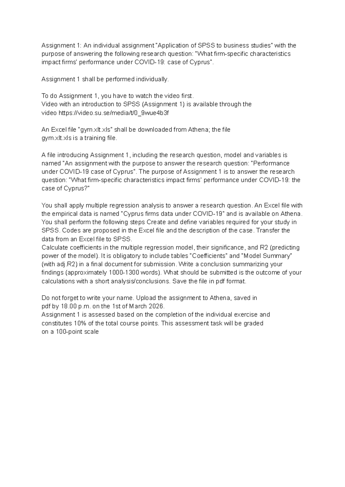 SPSS Assignment 1: Analyzing Characteristics Impact on Performance ...