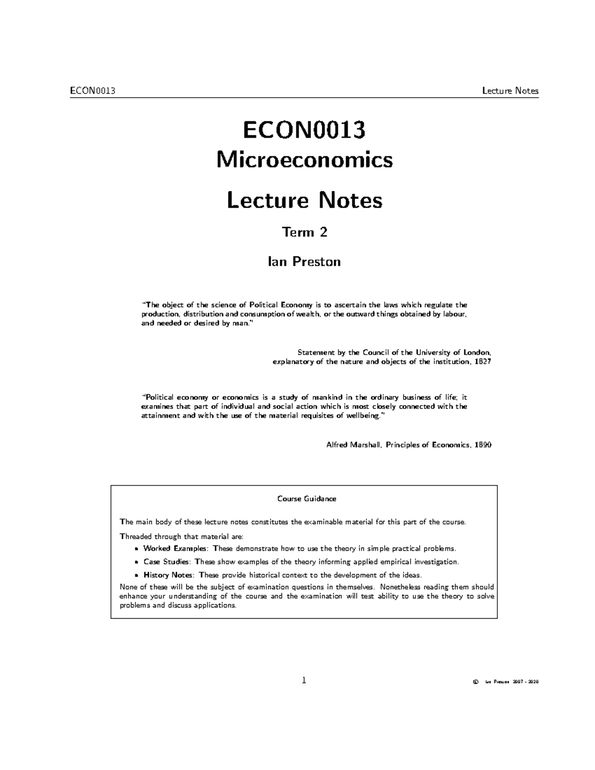 ECON101 Microeconomics Lecture Notes - Term 2 (2020) - Studocu