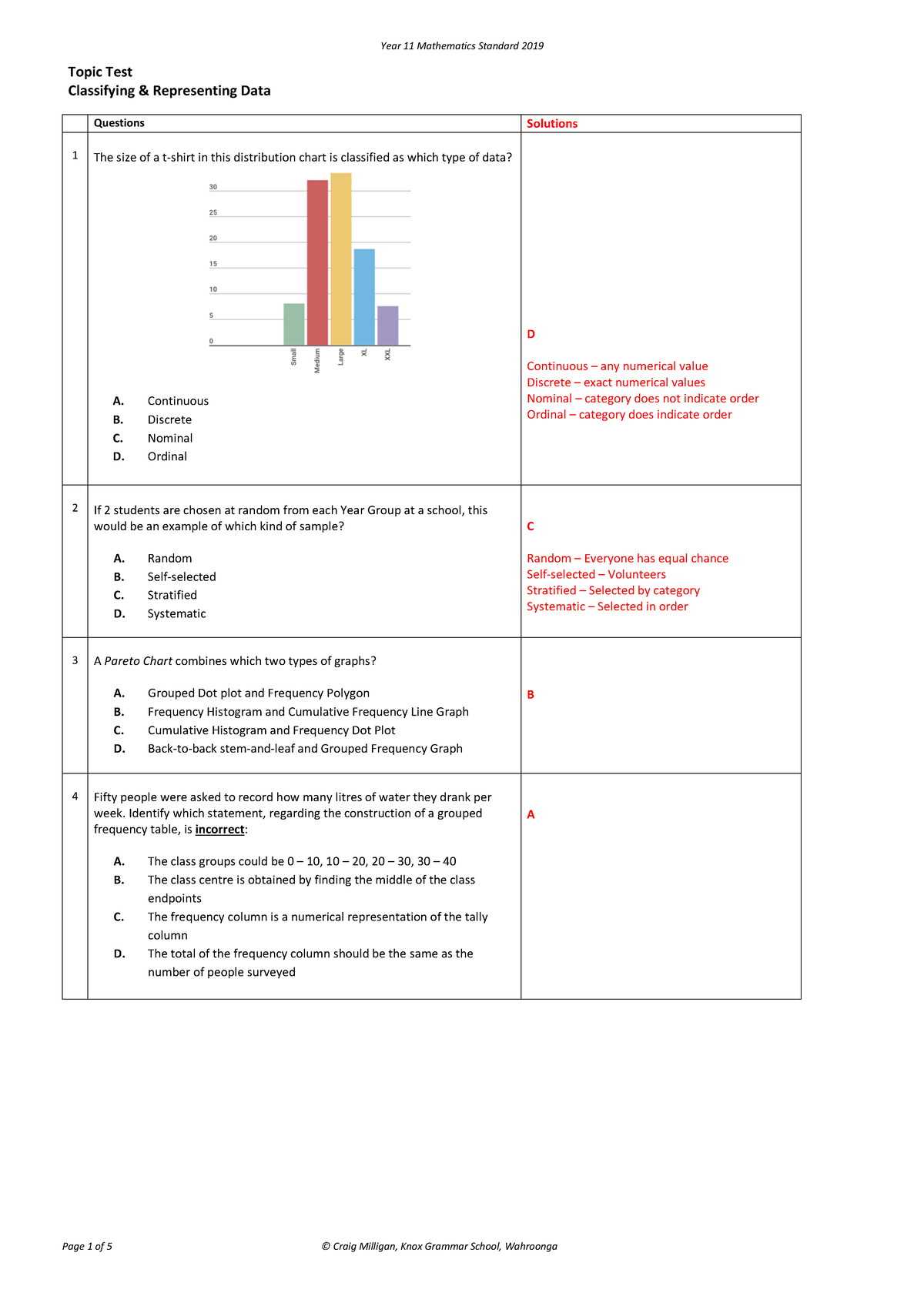 Topic Test Chp 7 - Classifying and Representing Data - Topic Test ...