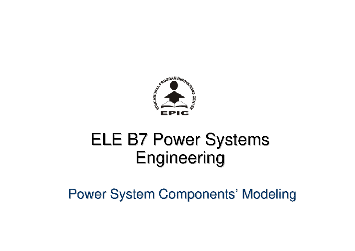 ELE B7 Power Systems: Power System Components Overview - Studocu