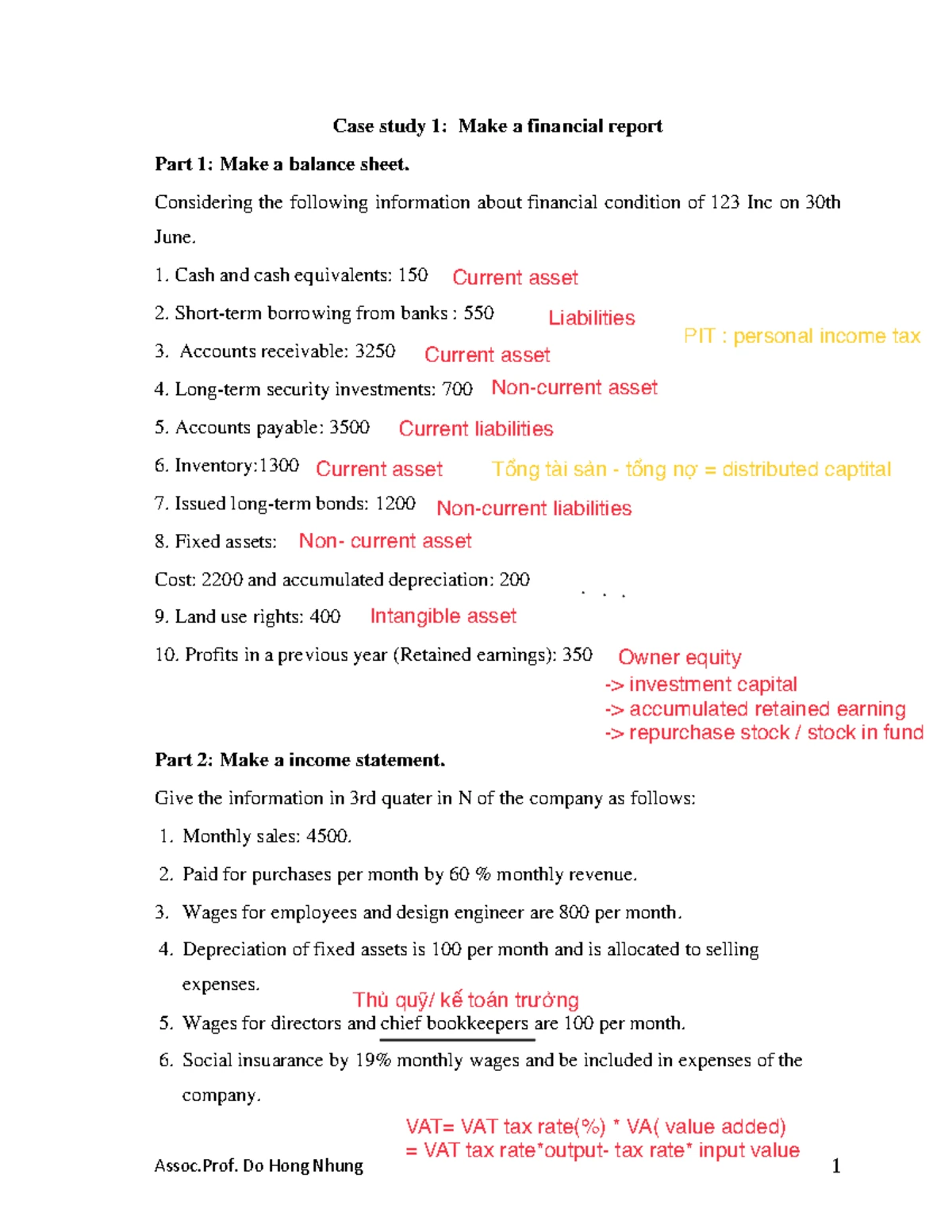 Prepare Financial reports case 1 - Case study 1: Make a financial ...