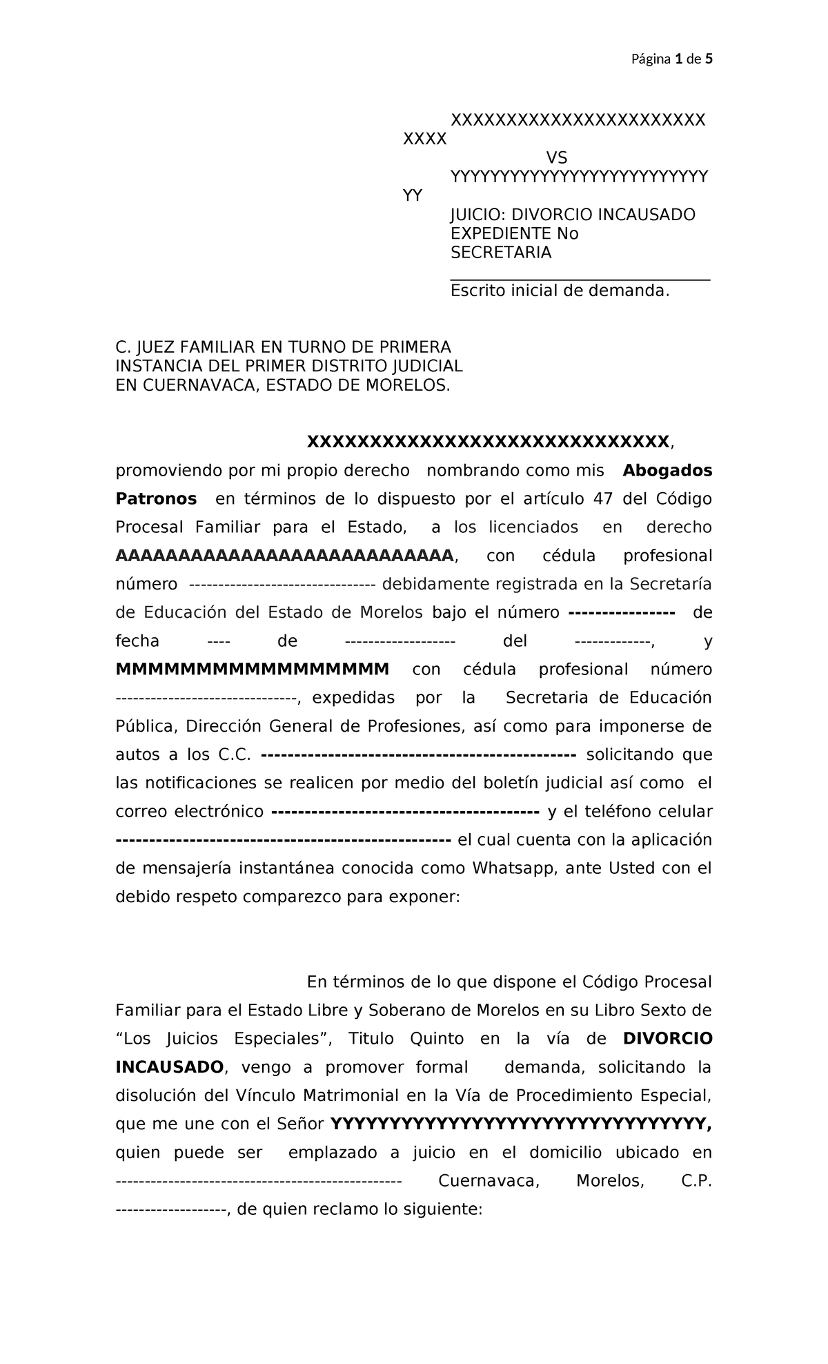 Modelo De Escrito De Divorcio Vincular De Mutuo Conse Vrogue Co/formato ...